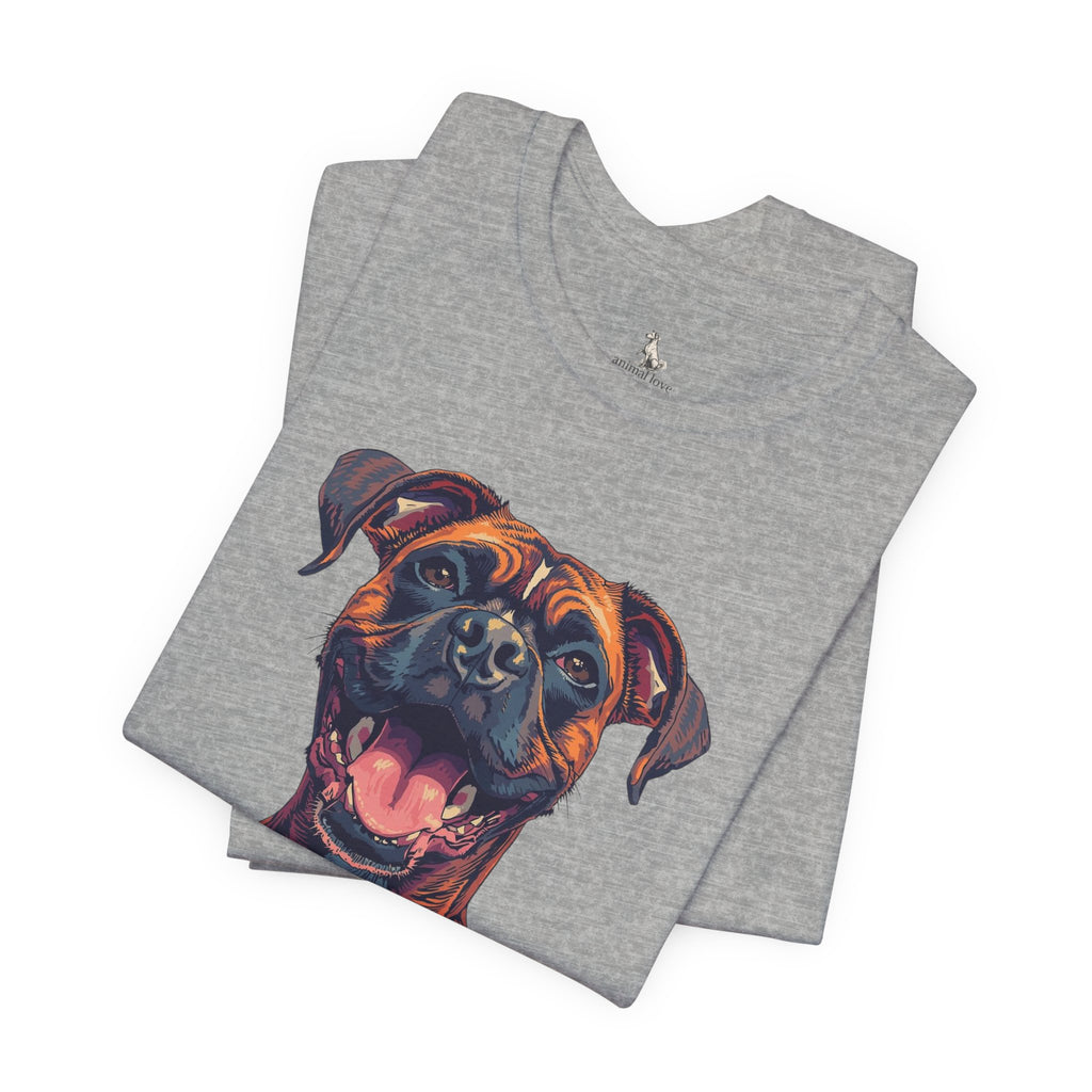 Happy Boxer Dog T‑Shirt — Colorful Portrait Pet Tee