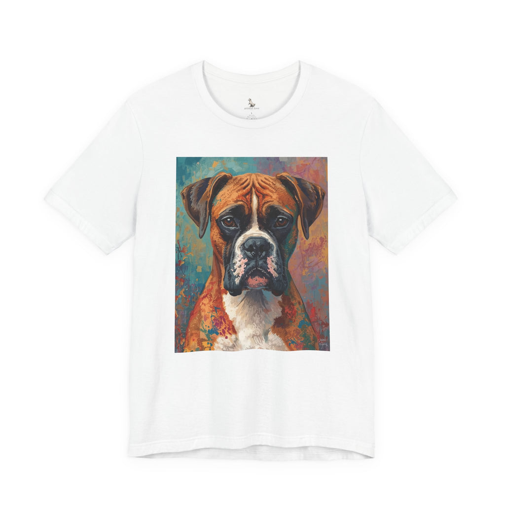 Boxer Dog Portrait T-Shirt — Colorful Painterly Canine Tee
