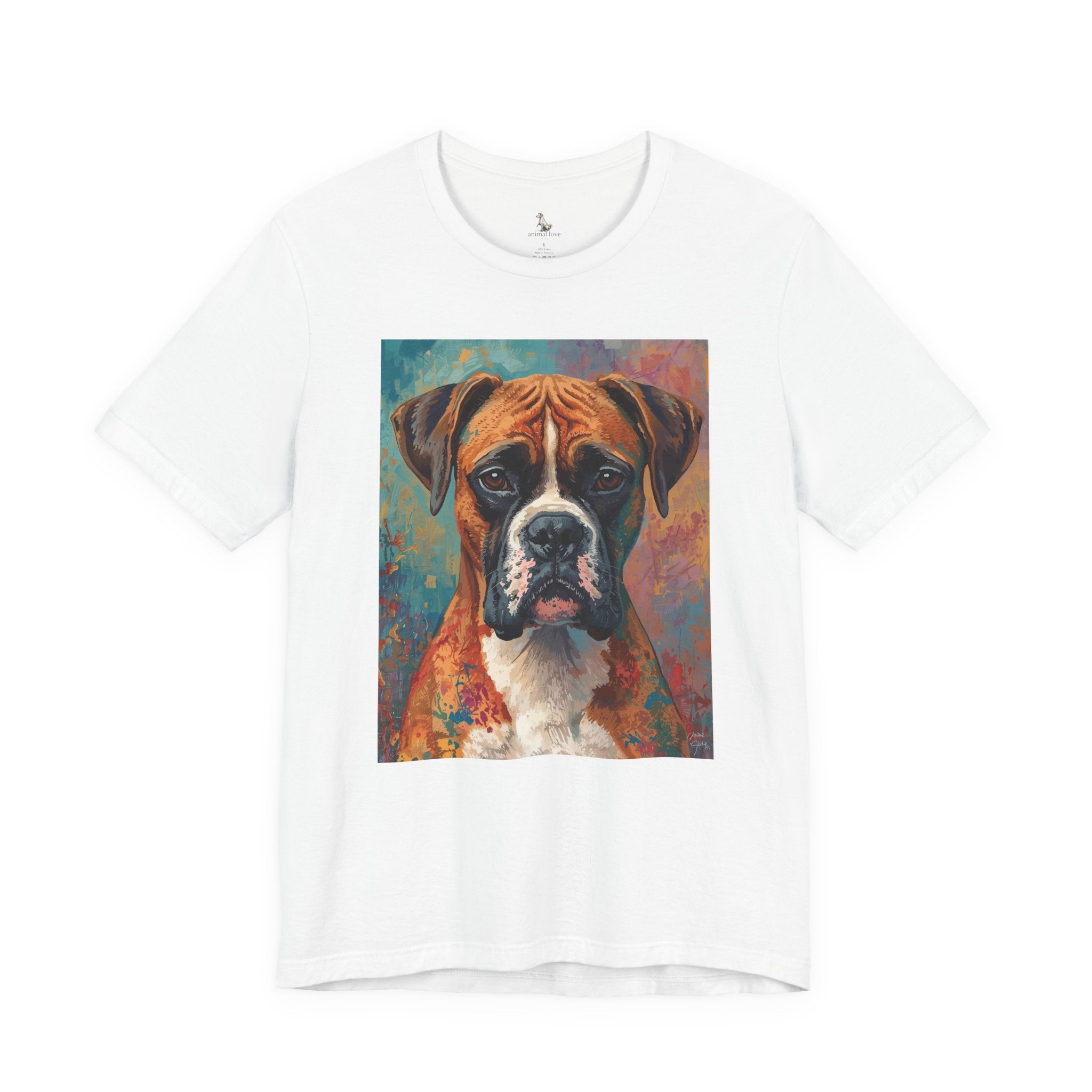 Boxer Dog Portrait T-Shirt — Colorful Painterly Canine Tee