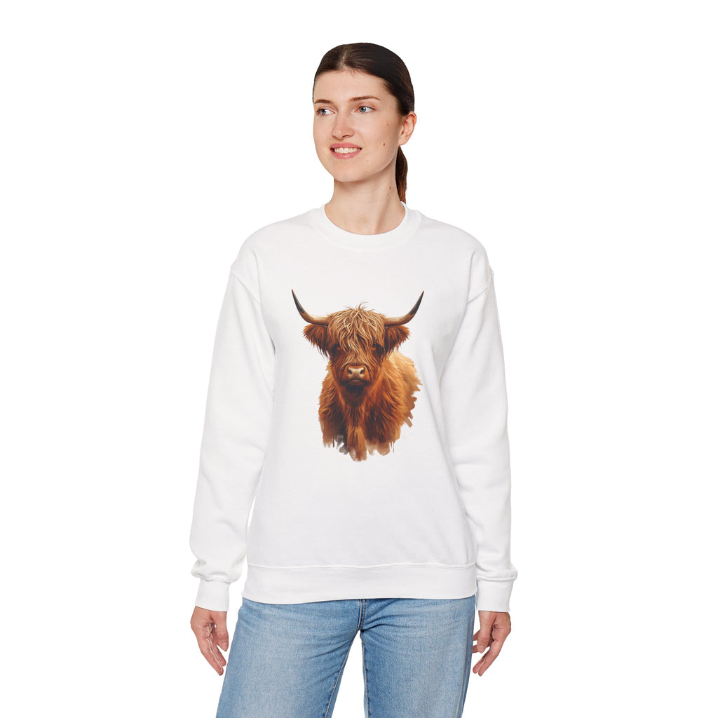 Highland Cow Crewneck Sweatshirt — Scottish Highland Cattle Graphic