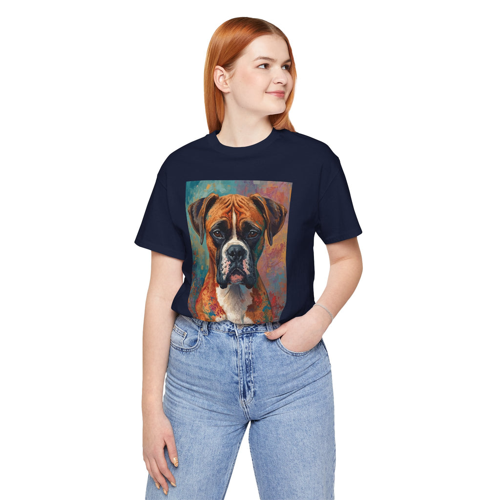 Boxer Dog Portrait T-Shirt — Colorful Painterly Canine Tee