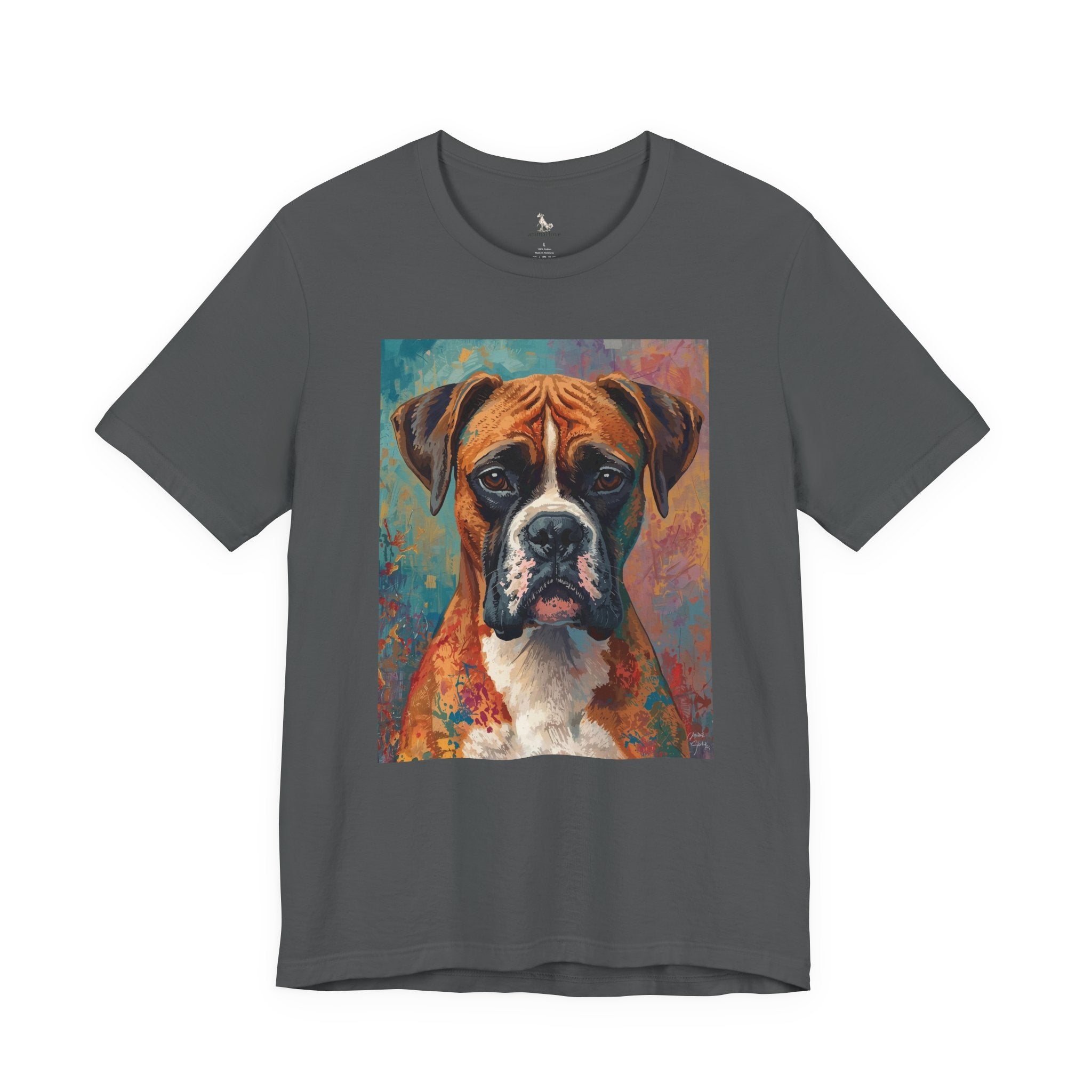 Boxer Dog Portrait T-Shirt — Colorful Painterly Canine Tee