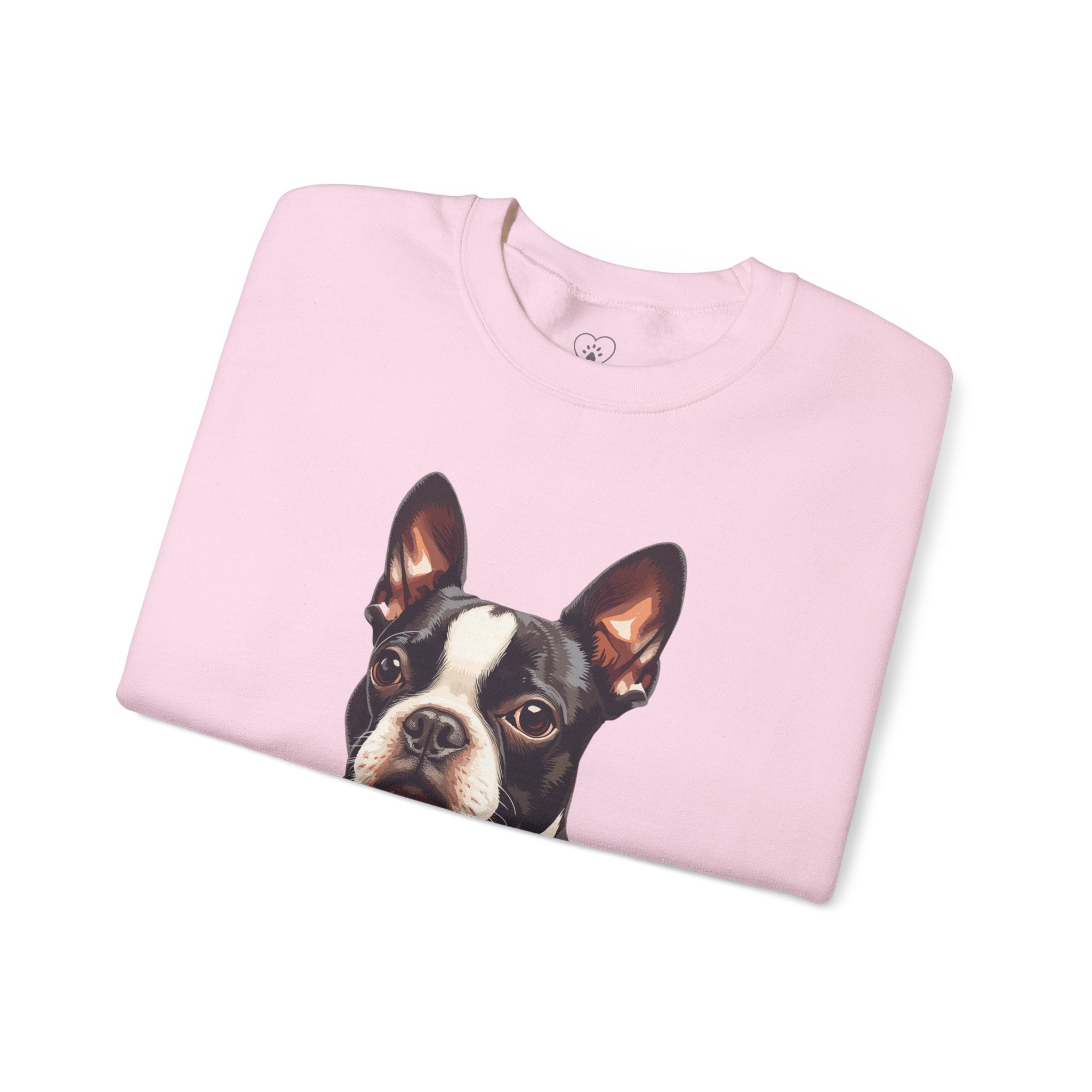 Boston Terrier Portrait Sweatshirt — Cute Dog Face Crewneck for Pet Lovers