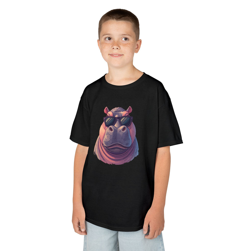 Kids Hippo Sunglasses T‑Shirt — Cool Cartoon Animal Tee for Boys & Girls