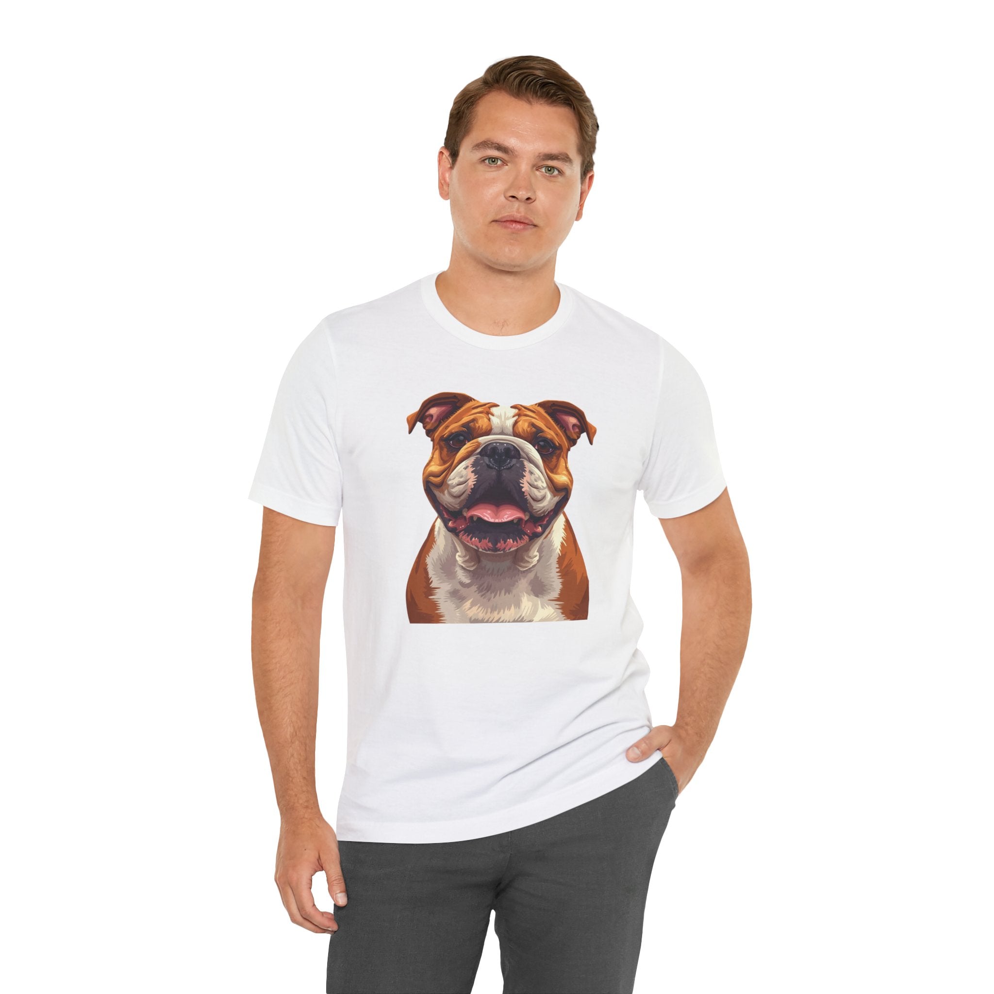 Bulldog Portrait T-Shirt — Smiling English Bulldog Graphic Tee