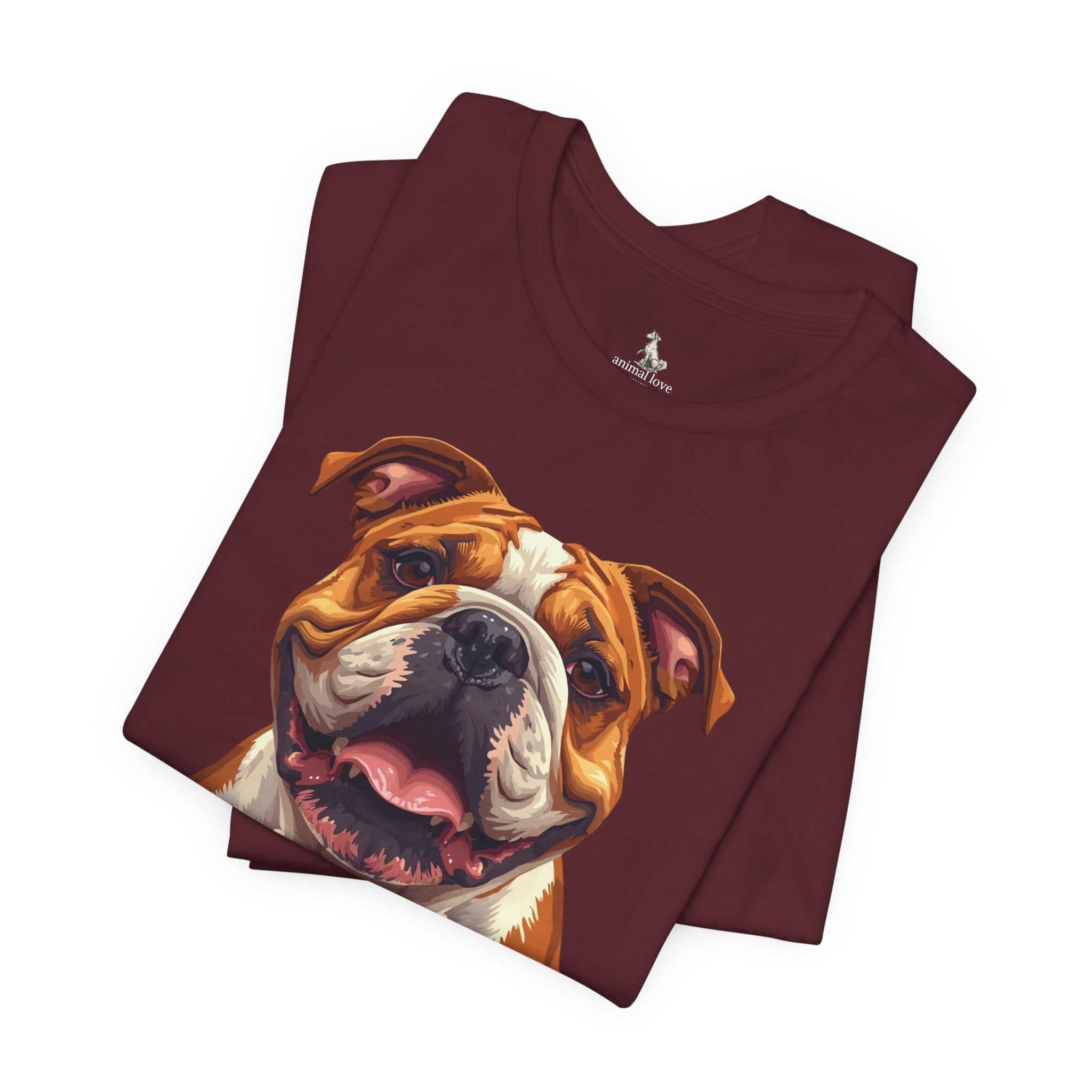 Bulldog Portrait T-Shirt — Smiling English Bulldog Graphic Tee