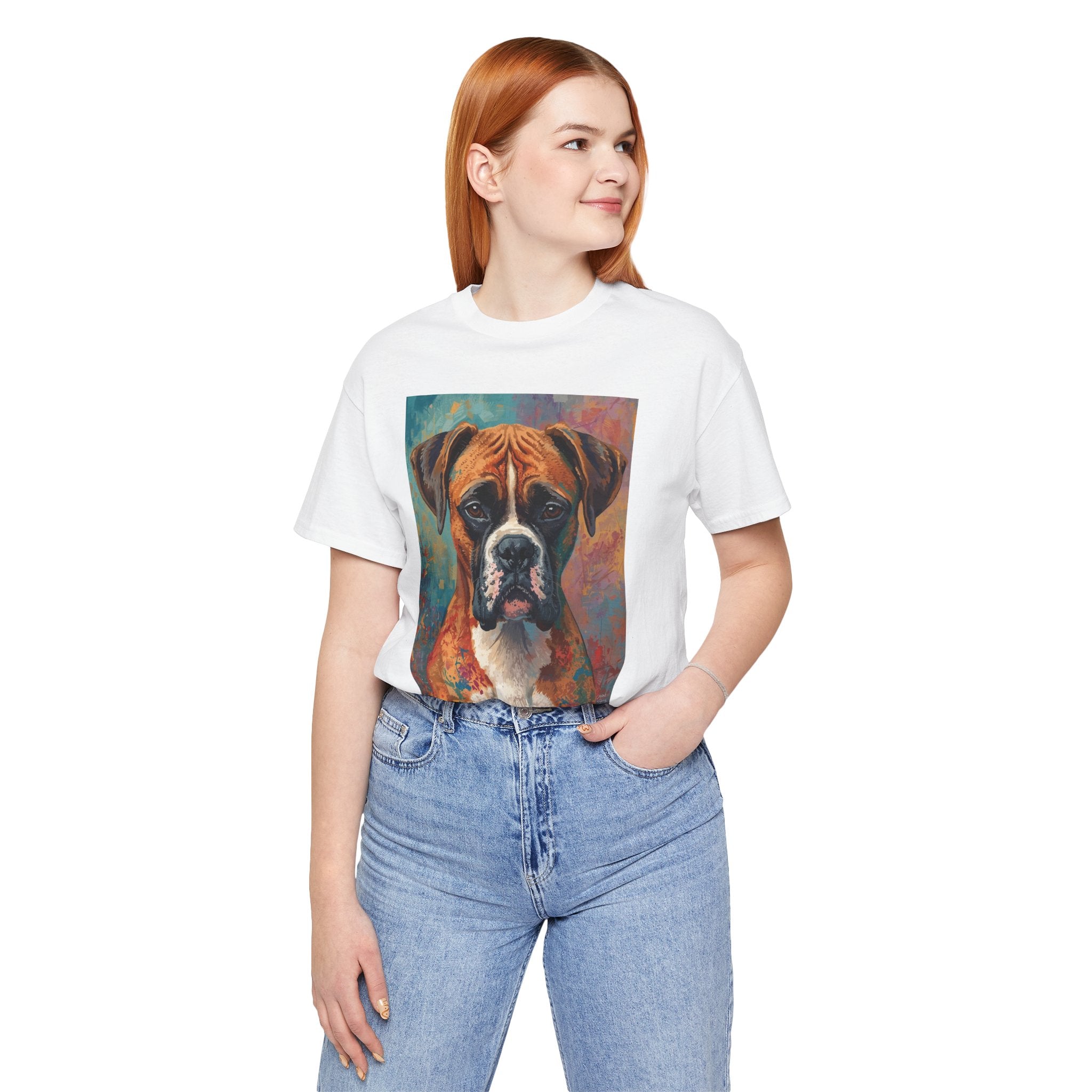 Boxer Dog Portrait T-Shirt — Colorful Painterly Canine Tee