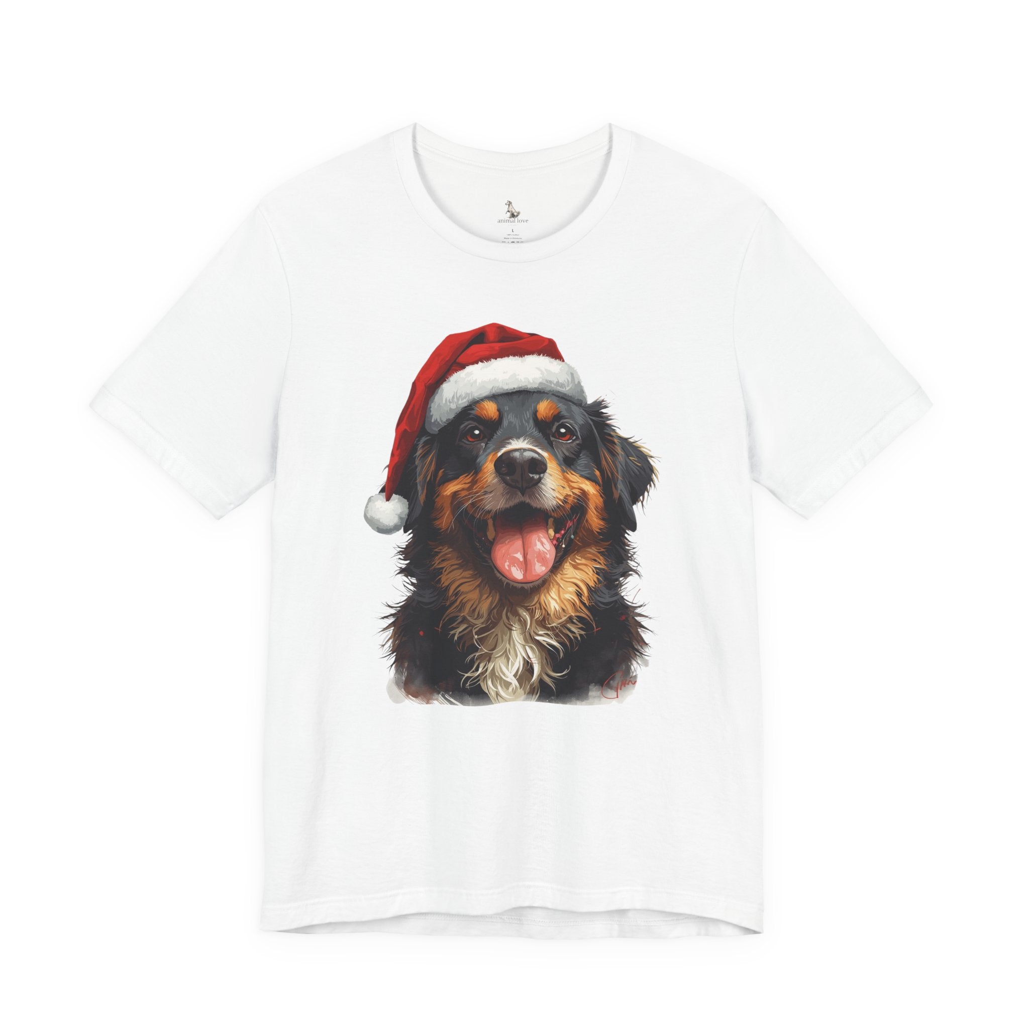 Christmas Bernese Mountain Dog T-Shirt — Santa Hat Holiday Tee