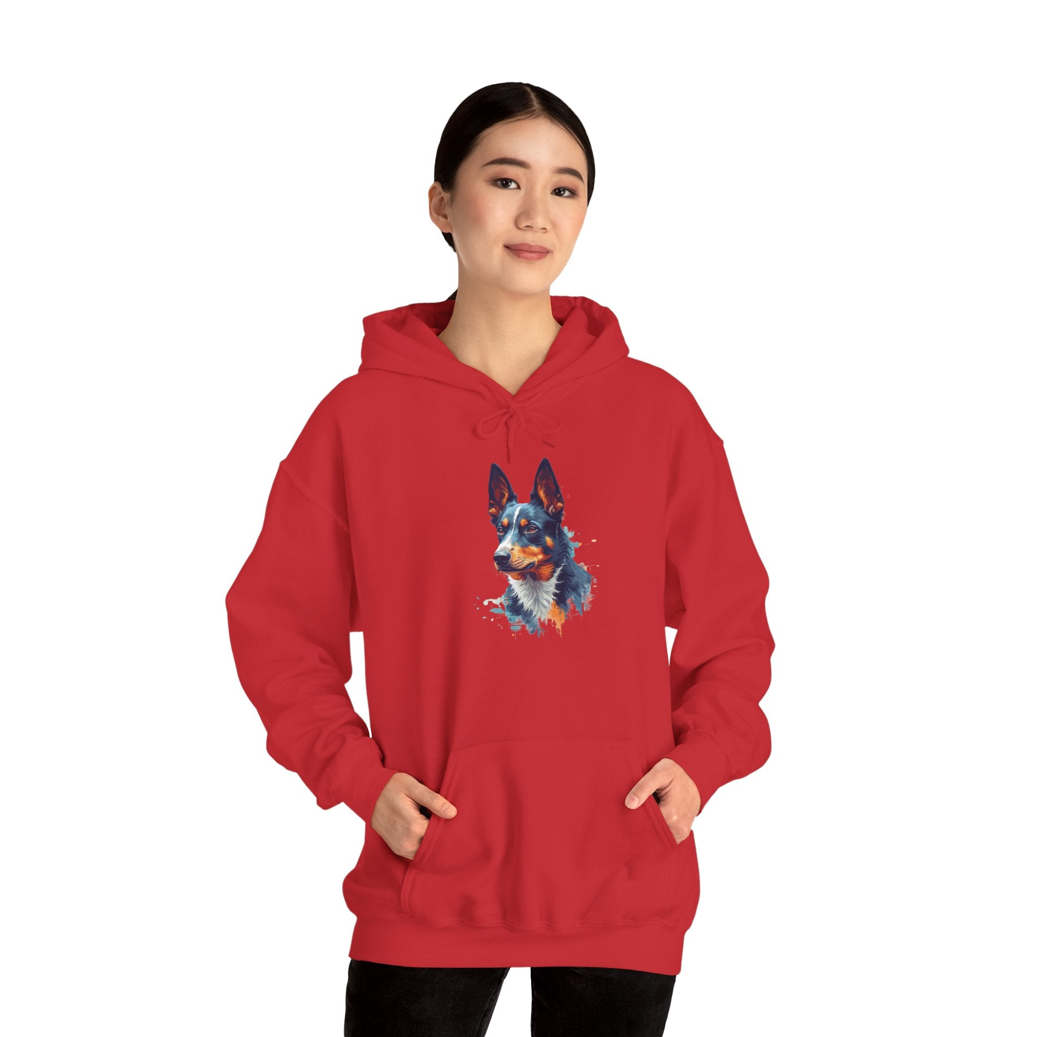 Australian Kelpie Watercolor Hoodie — Artistic Dog Portrait Pullover