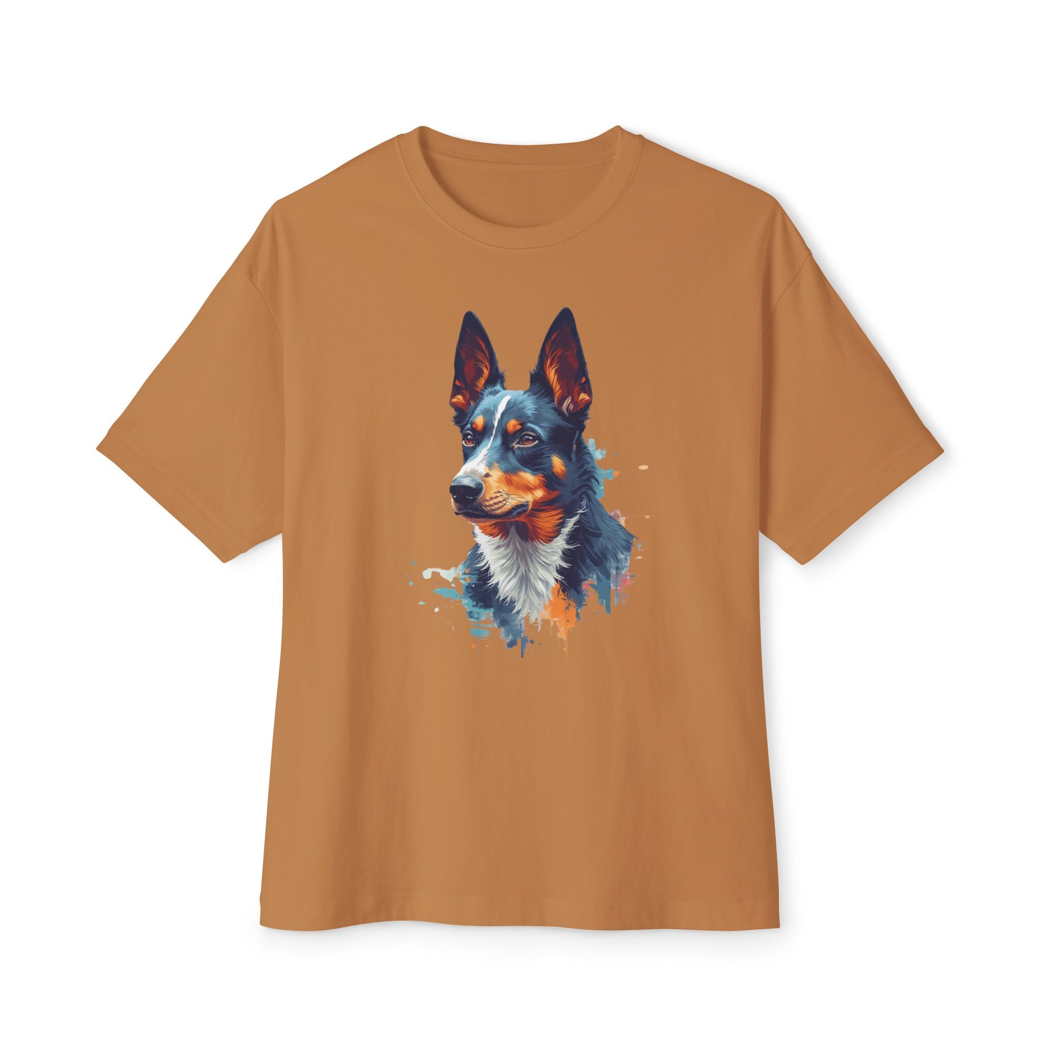 Australian Kelpie Watercolor Tee — Dog Lover Oversized Boxy Shirt
