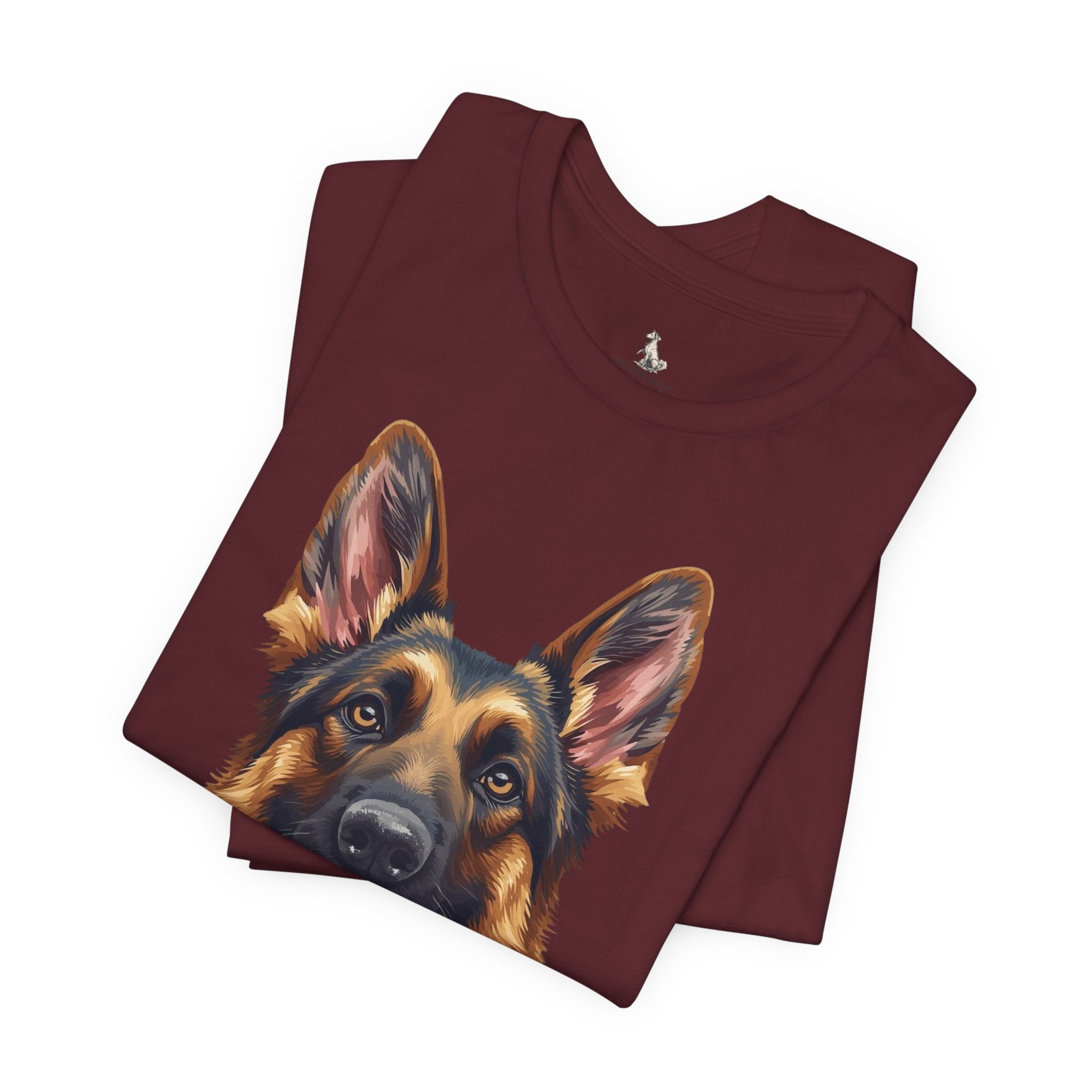 German Shepherd Portrait T‑Shirt — Realistic Dog Face Tee for Dog Lovers