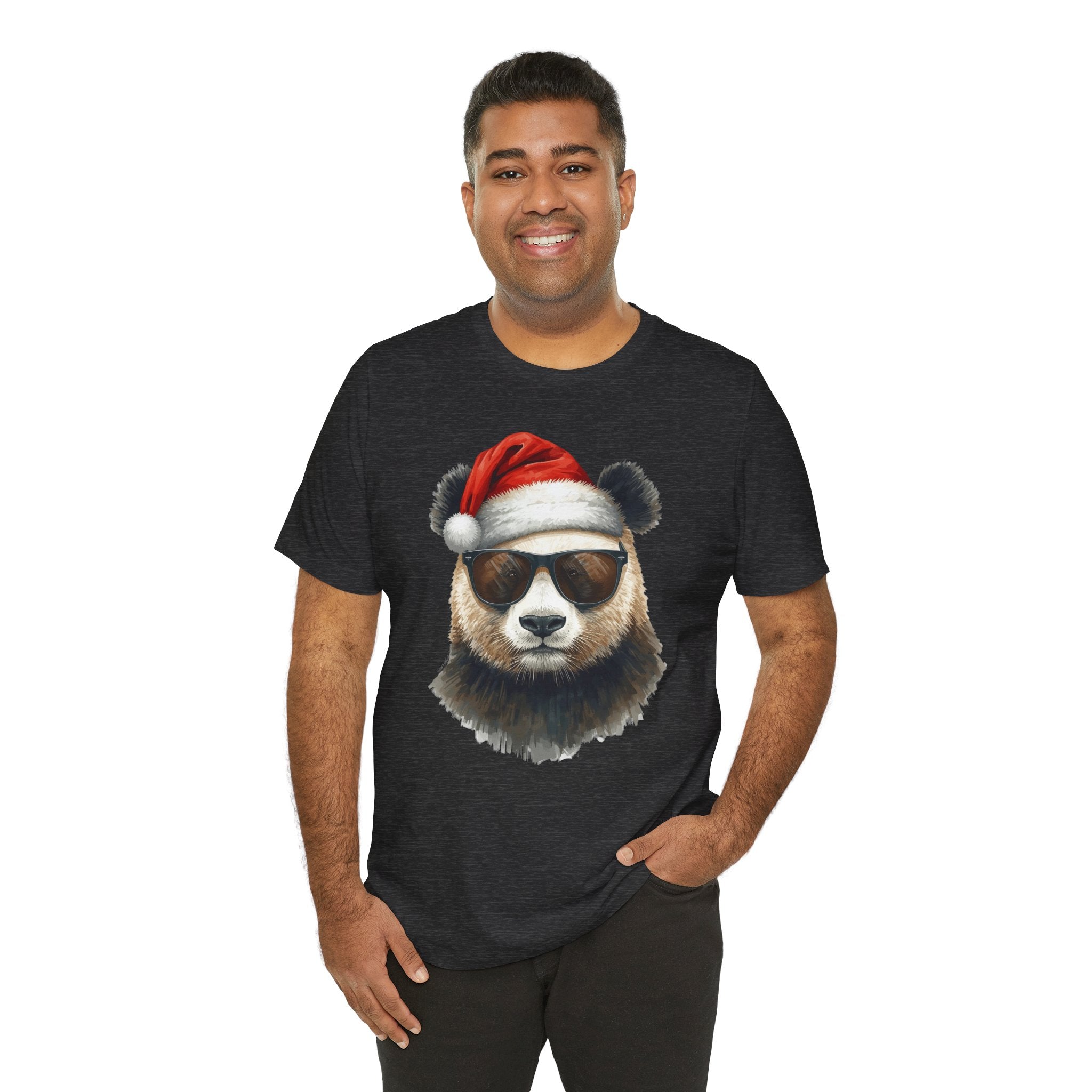 Panda With Santa Hat T-Shirt – Cool Sunglasses Holiday Tee