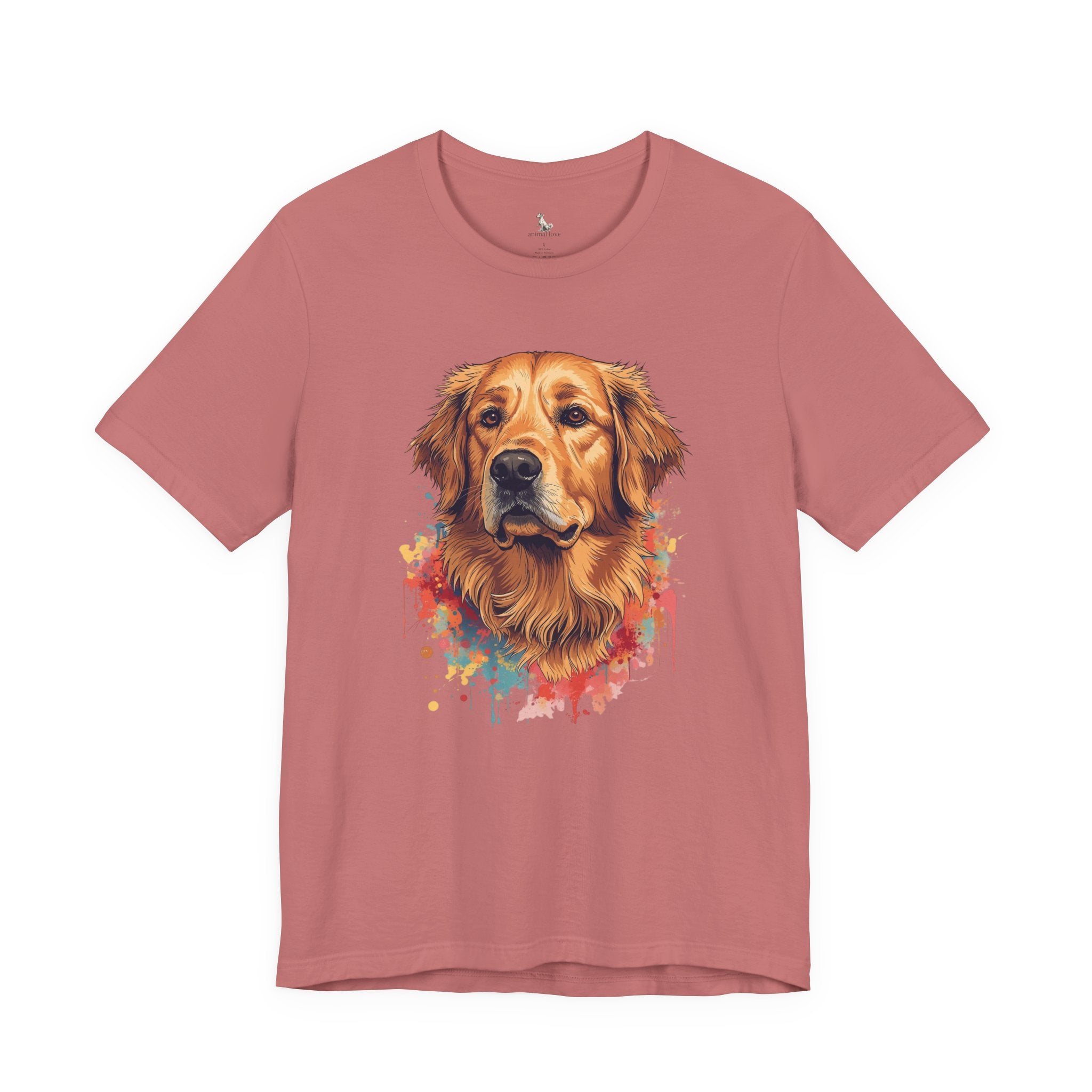 Golden Retriever Watercolor T-Shirt — Colorful Dog Portrait Tee for Dog Lovers
