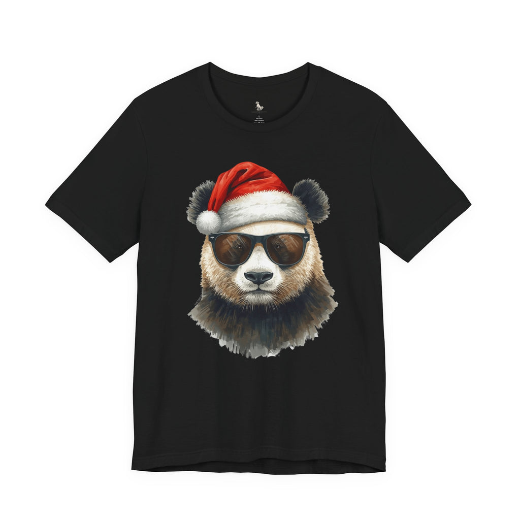 Panda With Santa Hat T-Shirt – Cool Sunglasses Holiday Tee