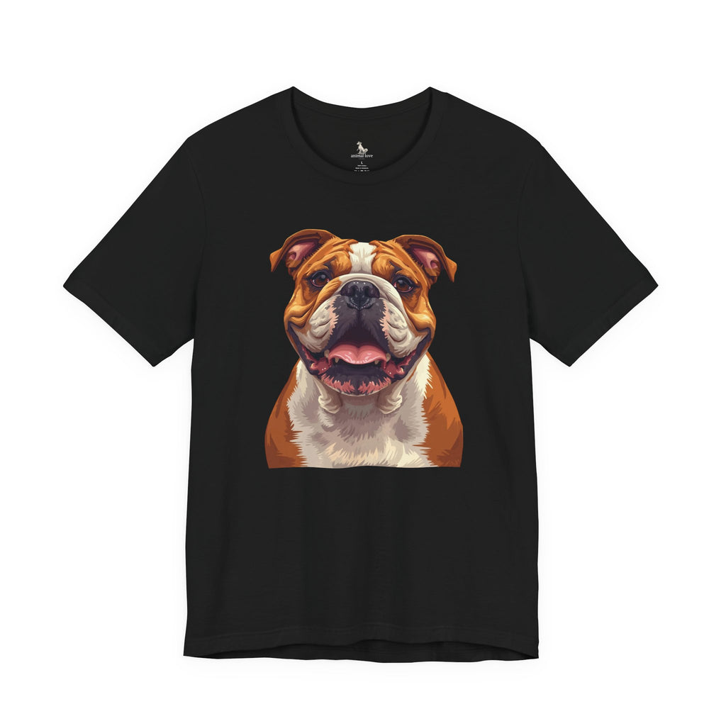 Bulldog Portrait T-Shirt — Smiling English Bulldog Graphic Tee