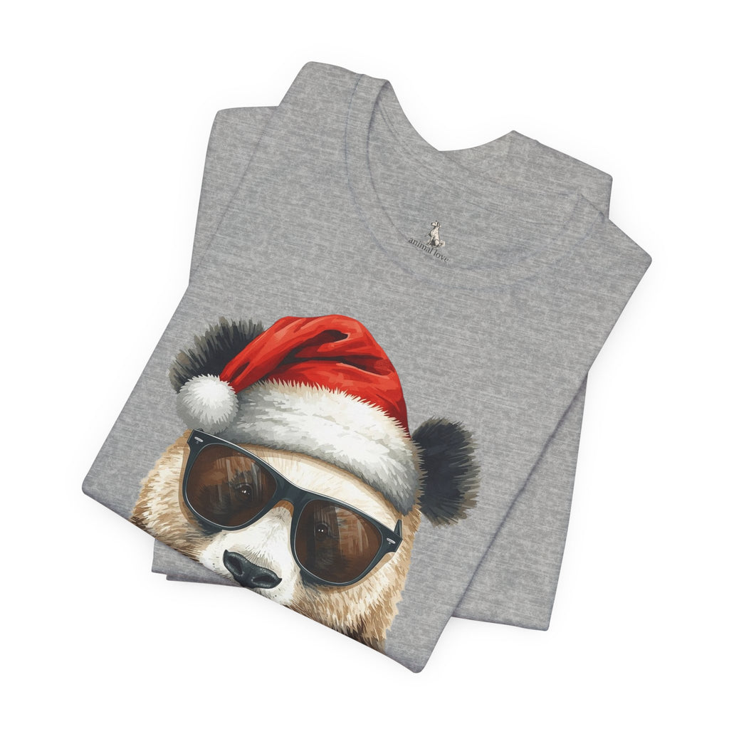 Panda With Santa Hat T-Shirt – Cool Sunglasses Holiday Tee