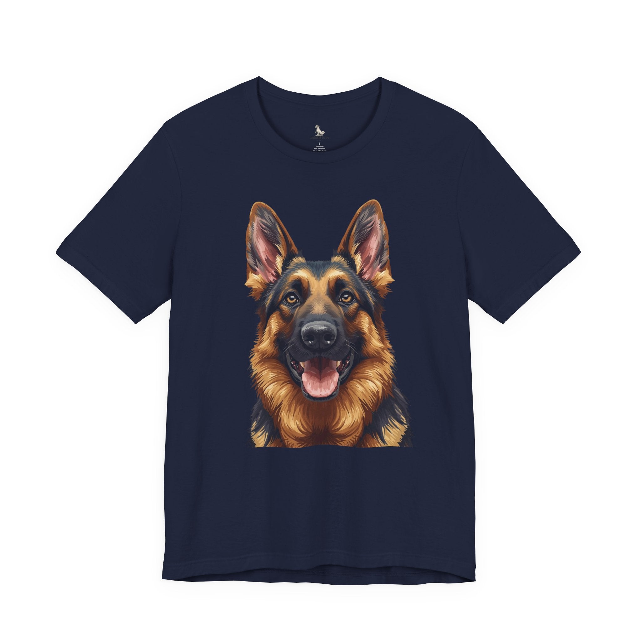 German Shepherd Portrait T‑Shirt — Realistic Dog Face Tee for Dog Lovers
