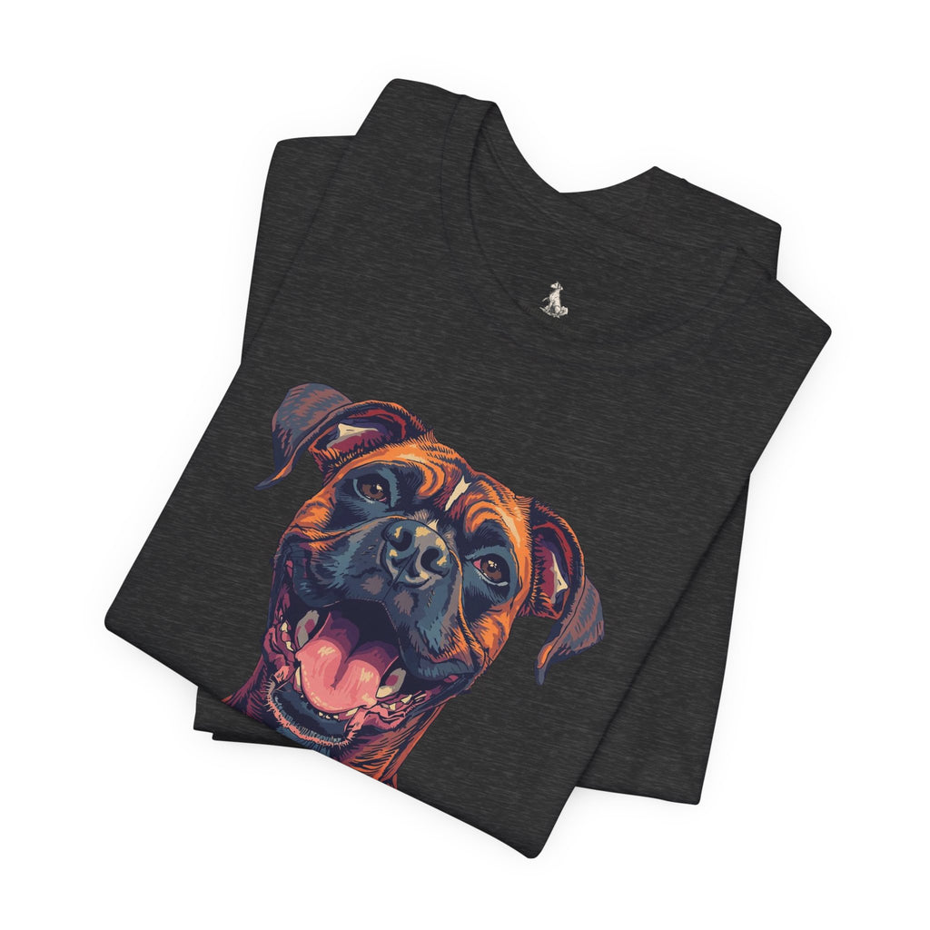 Happy Boxer Dog T‑Shirt — Colorful Portrait Pet Tee