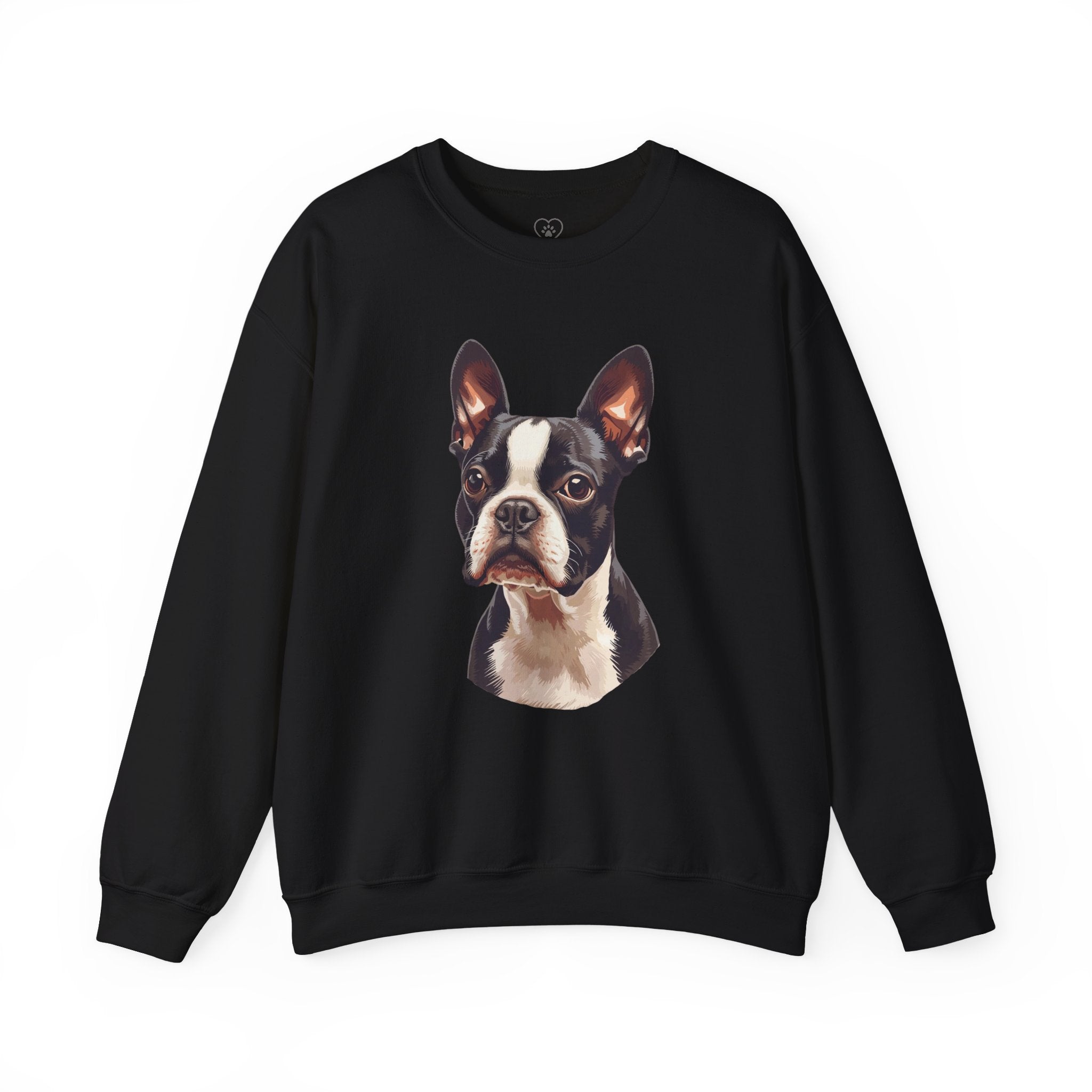 Boston Terrier Portrait Sweatshirt — Cute Dog Face Crewneck for Pet Lovers
