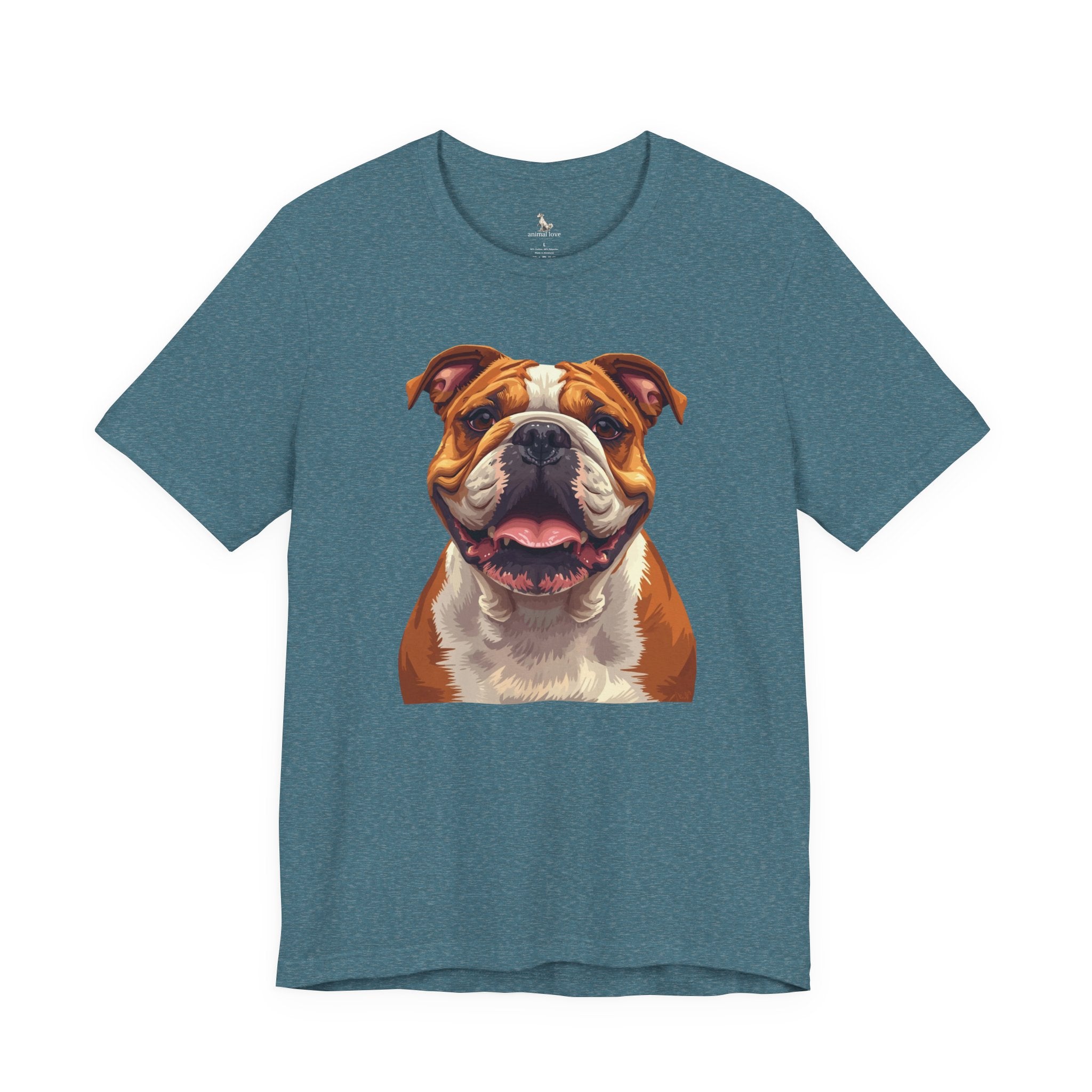 Bulldog Portrait T-Shirt — Smiling English Bulldog Graphic Tee