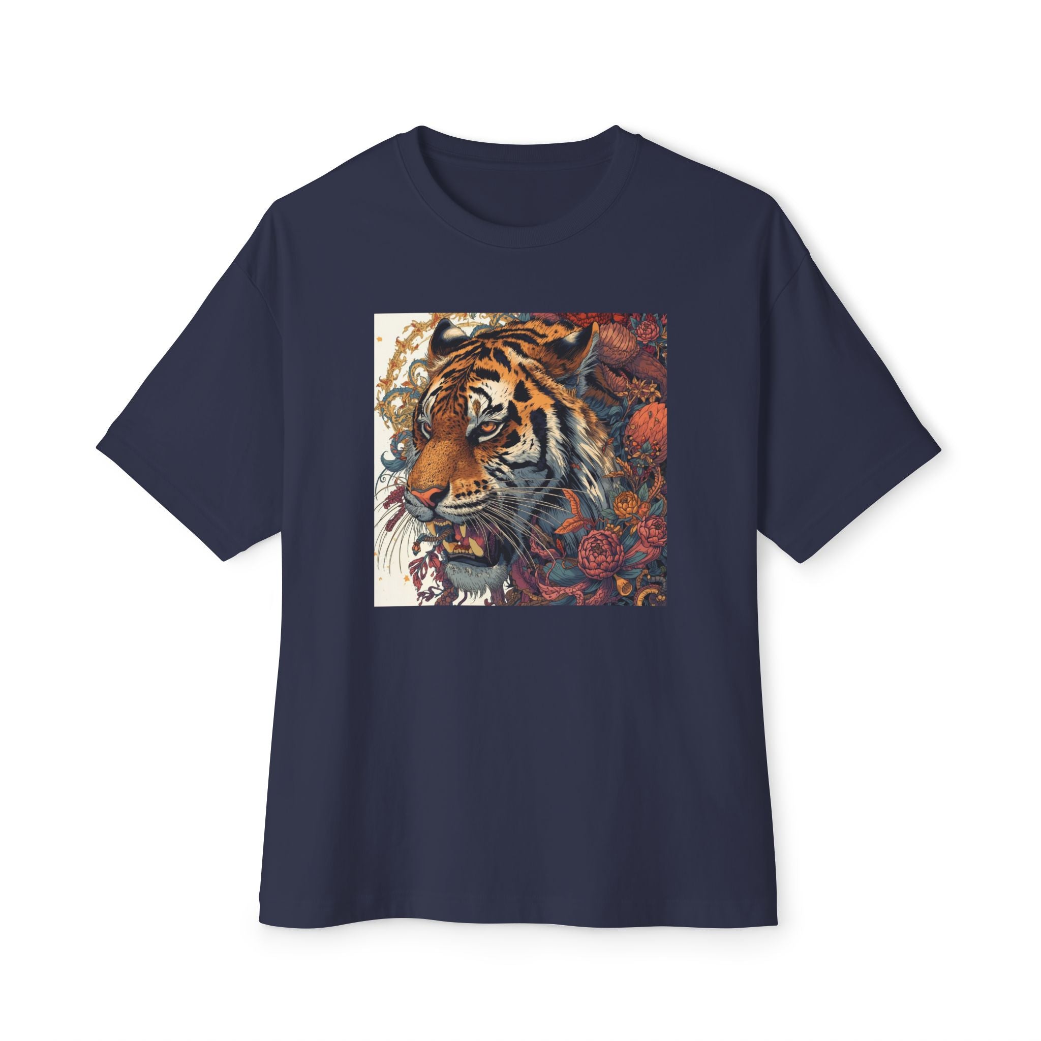 Tiger Floral Graphic Tee — Vintage Botanical Big Cat T-Shirt