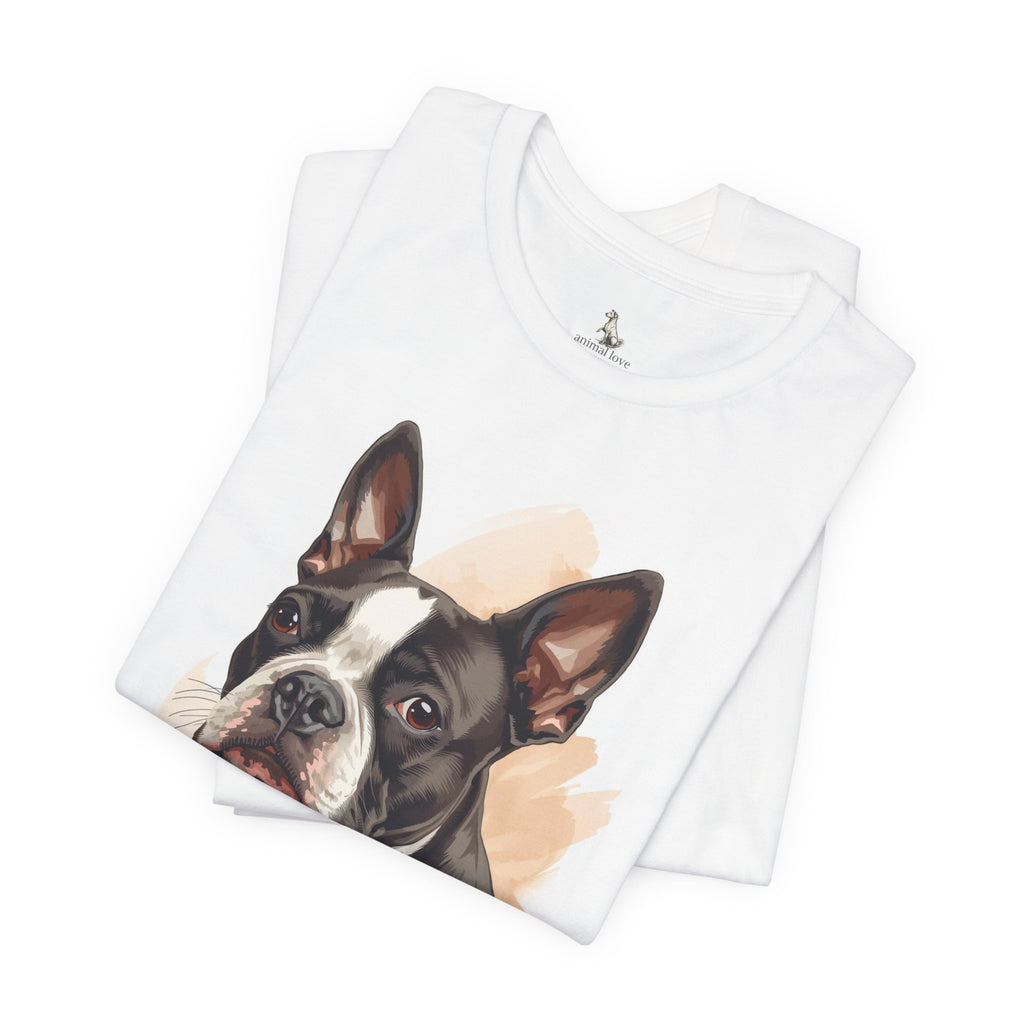 Boston Terrier Portrait T-Shirt — Watercolor Dog Lover Tee