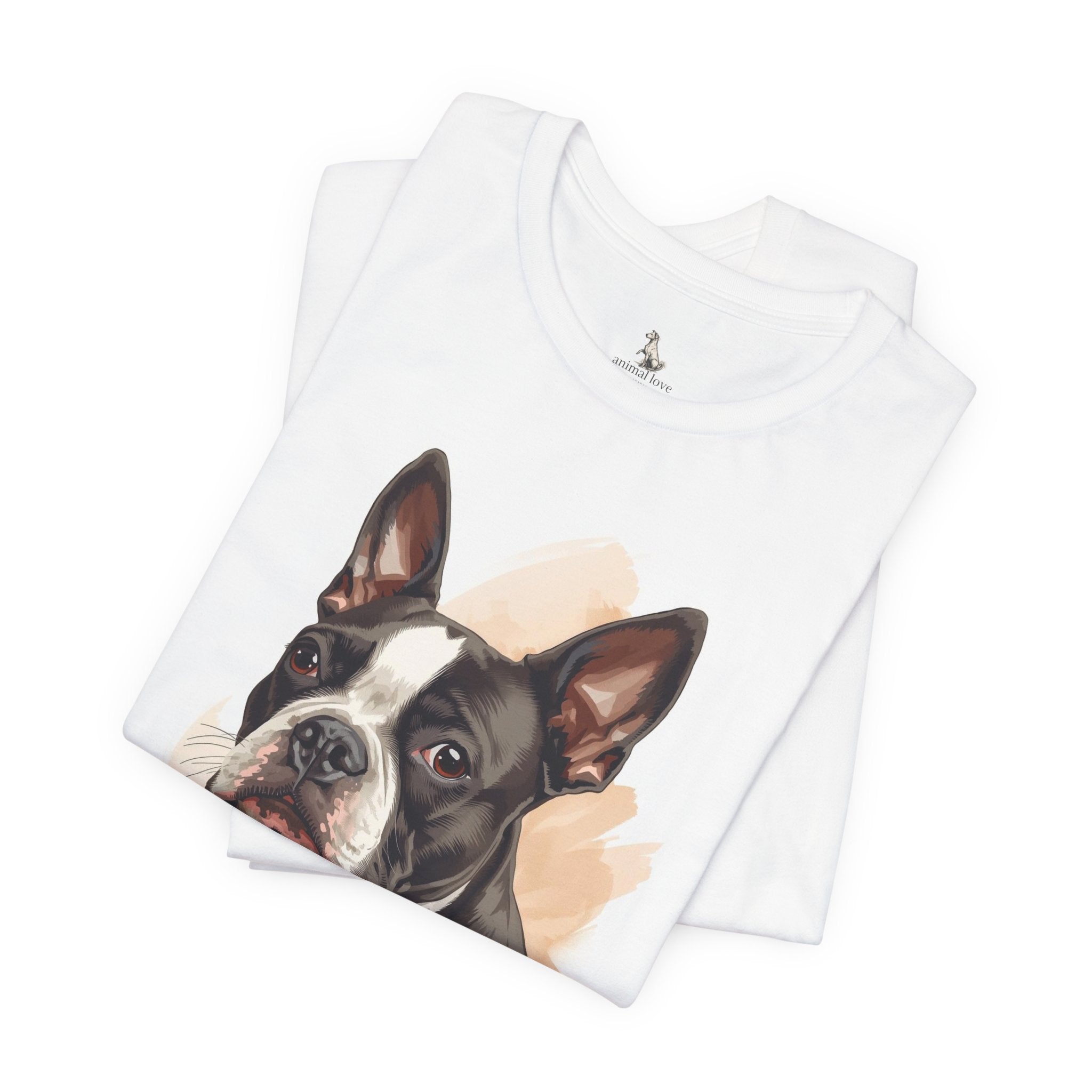 Boston Terrier Portrait T-Shirt — Watercolor Dog Lover Tee