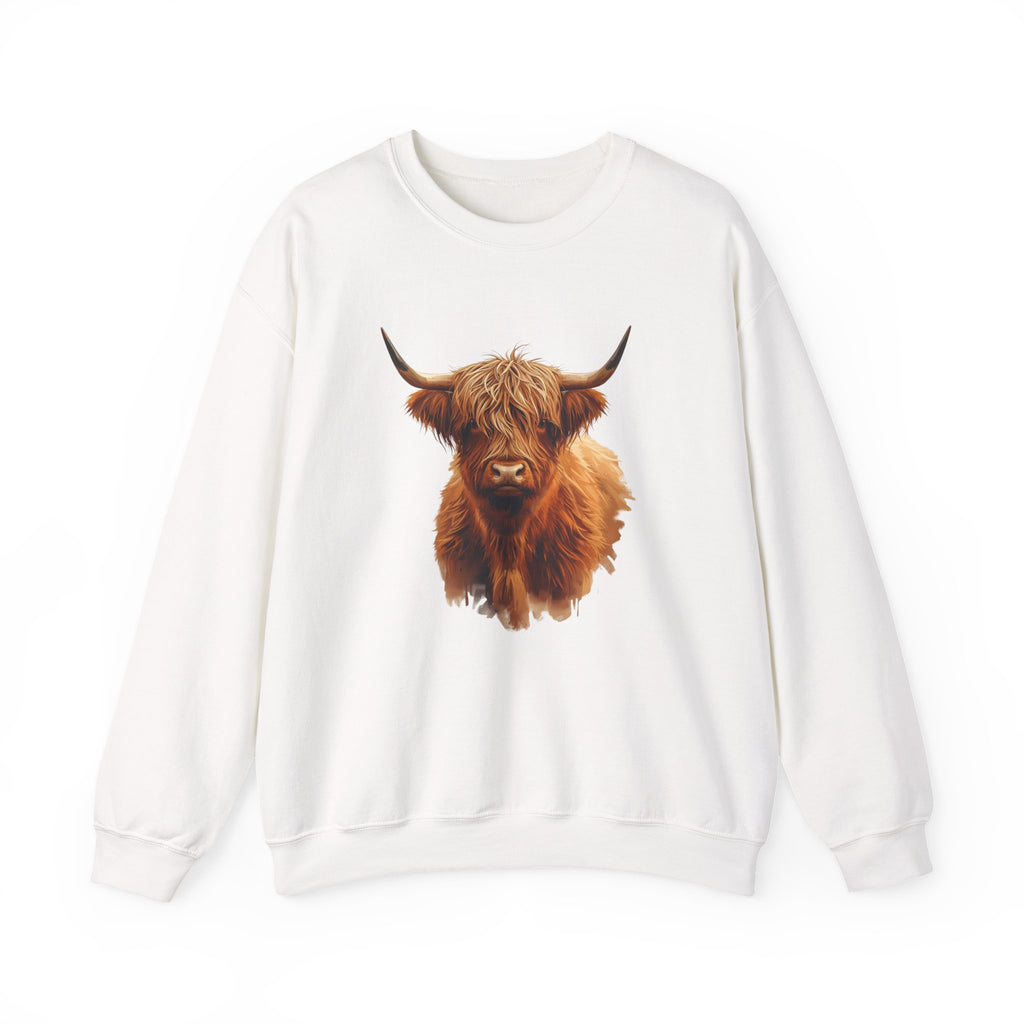 Highland Cow Crewneck Sweatshirt — Scottish Highland Cattle Graphic