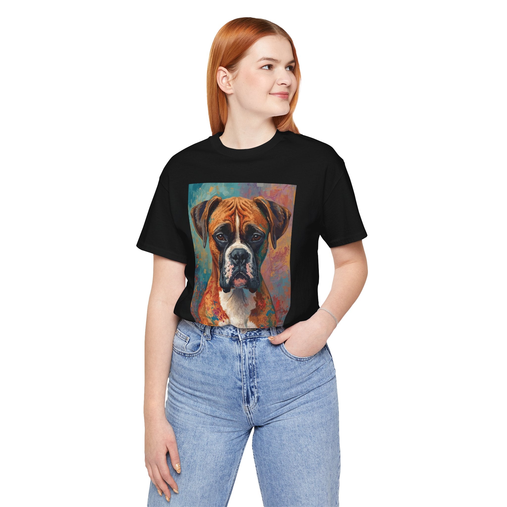 Boxer Dog Portrait T-Shirt — Colorful Painterly Canine Tee