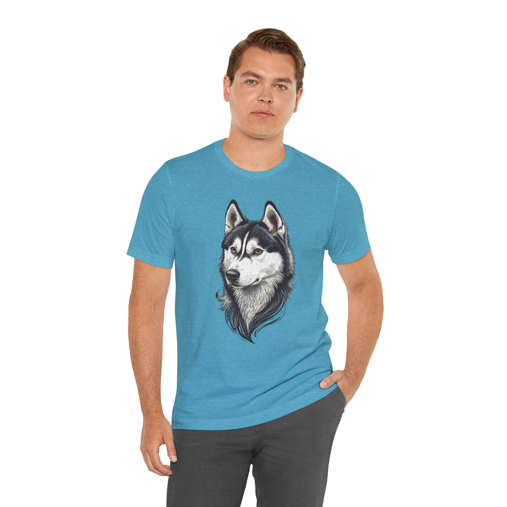 Husky Portrait T-Shirt — Realistic Siberian Husky Dog Tee