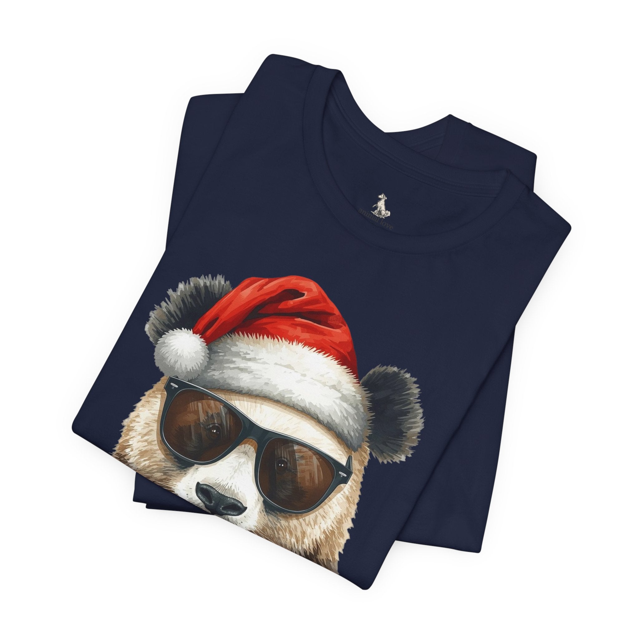 Panda With Santa Hat T-Shirt – Cool Sunglasses Holiday Tee