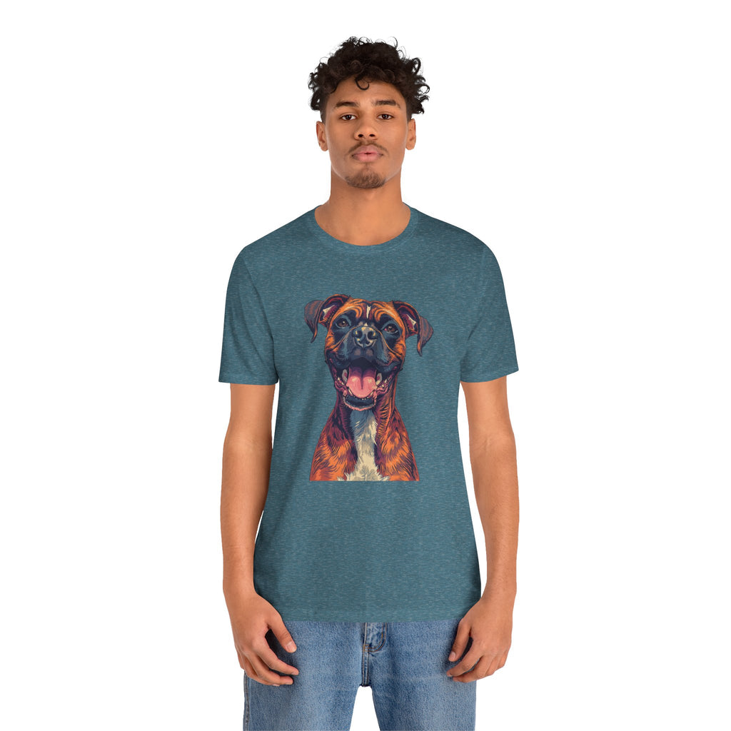 Happy Boxer Dog T‑Shirt — Colorful Portrait Pet Tee