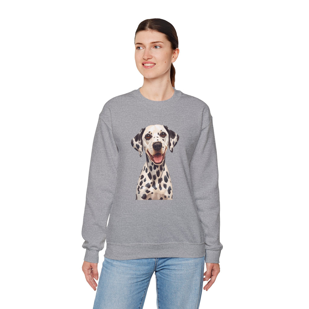 Dalmatian Smile Crewneck Sweatshirt — Cute Dog Graphic Pullover