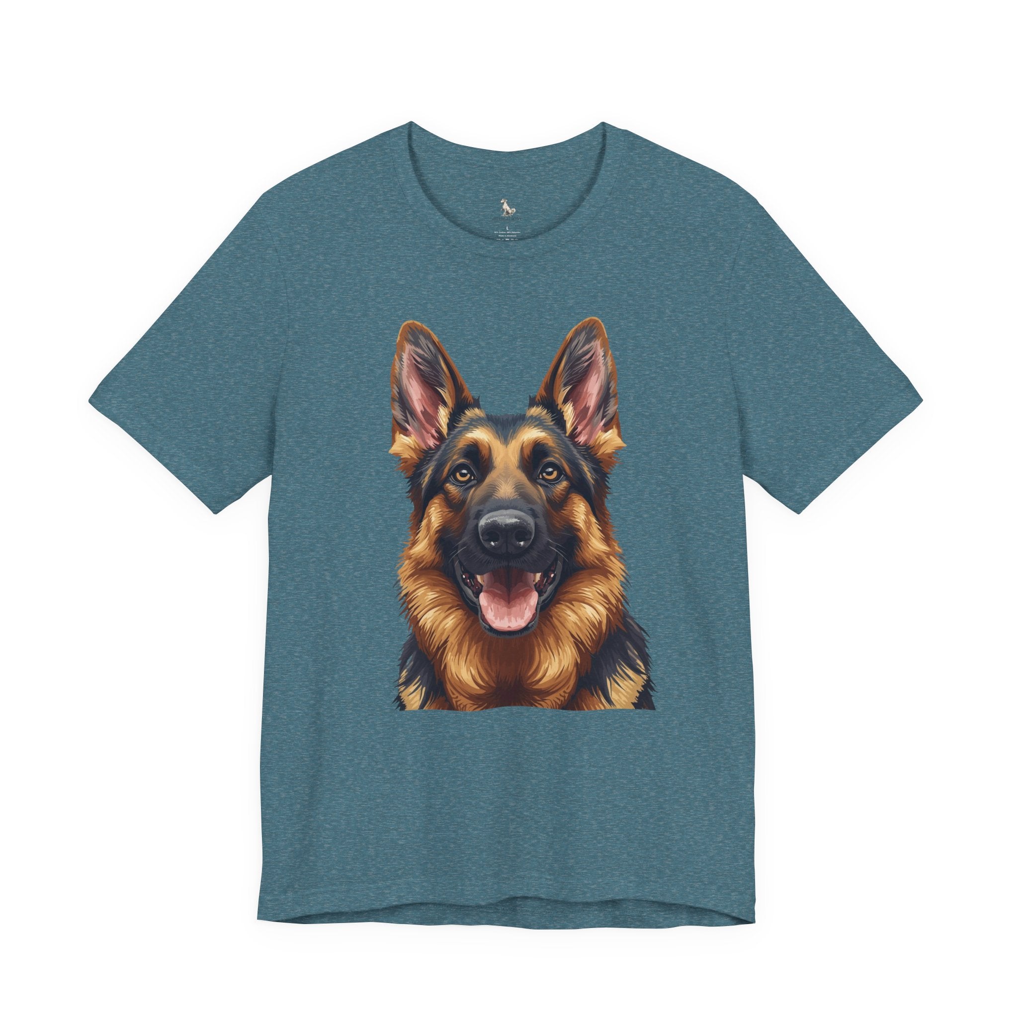 German Shepherd Portrait T‑Shirt — Realistic Dog Face Tee for Dog Lovers