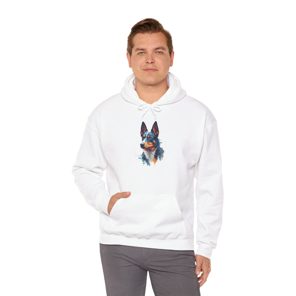 Australian Kelpie Watercolor Hoodie — Artistic Dog Portrait Pullover