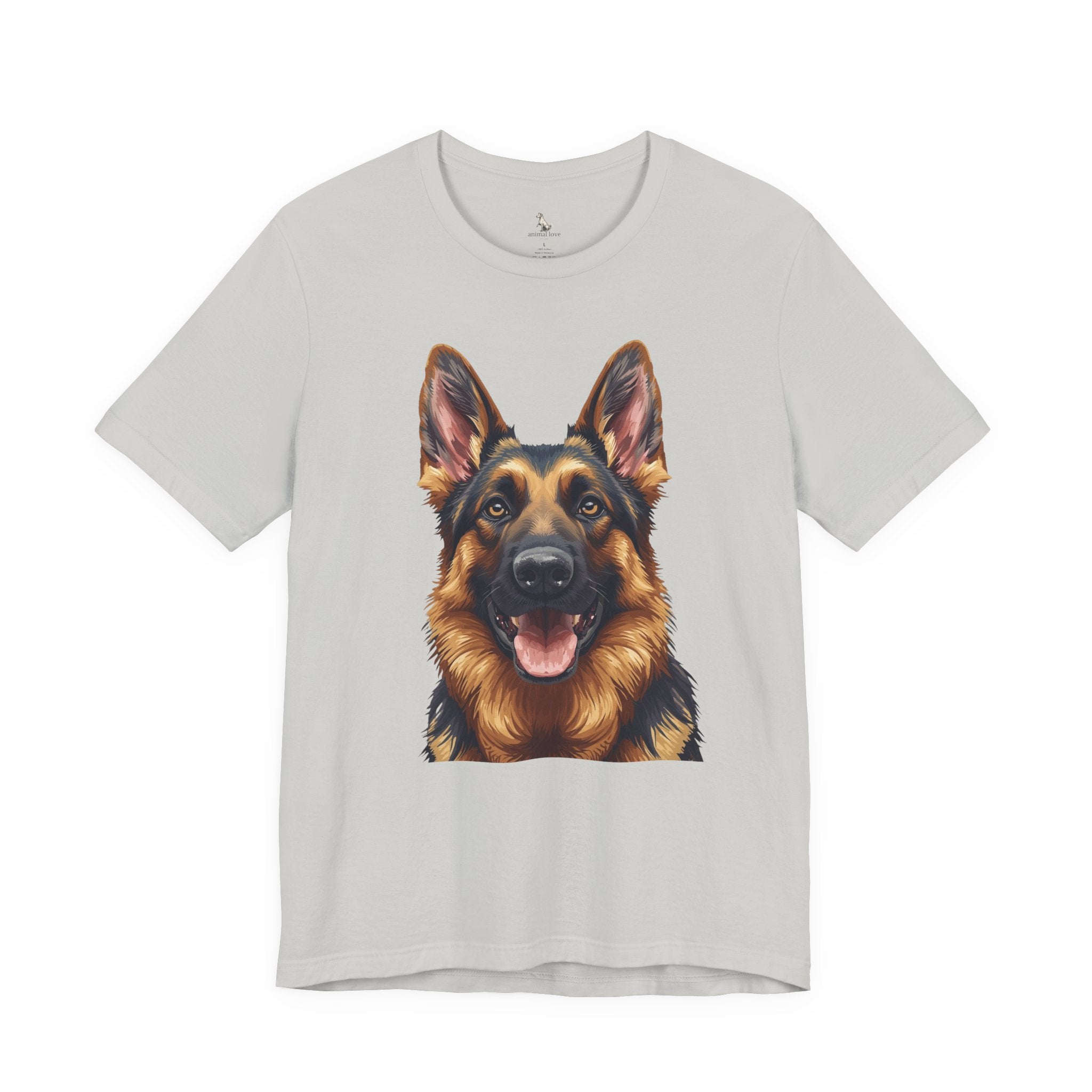German Shepherd Portrait T‑Shirt — Realistic Dog Face Tee for Dog Lovers