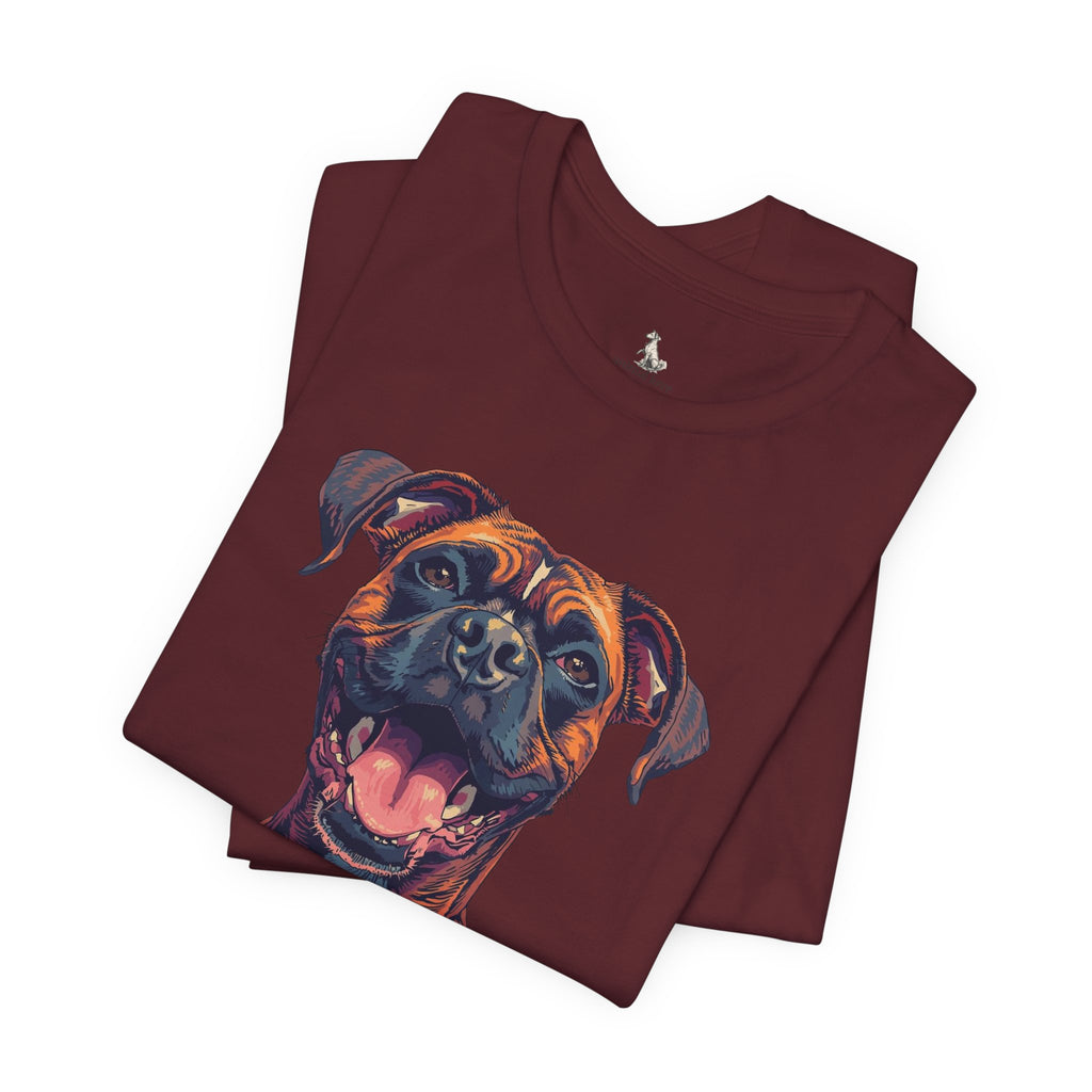 Happy Boxer Dog T‑Shirt — Colorful Portrait Pet Tee