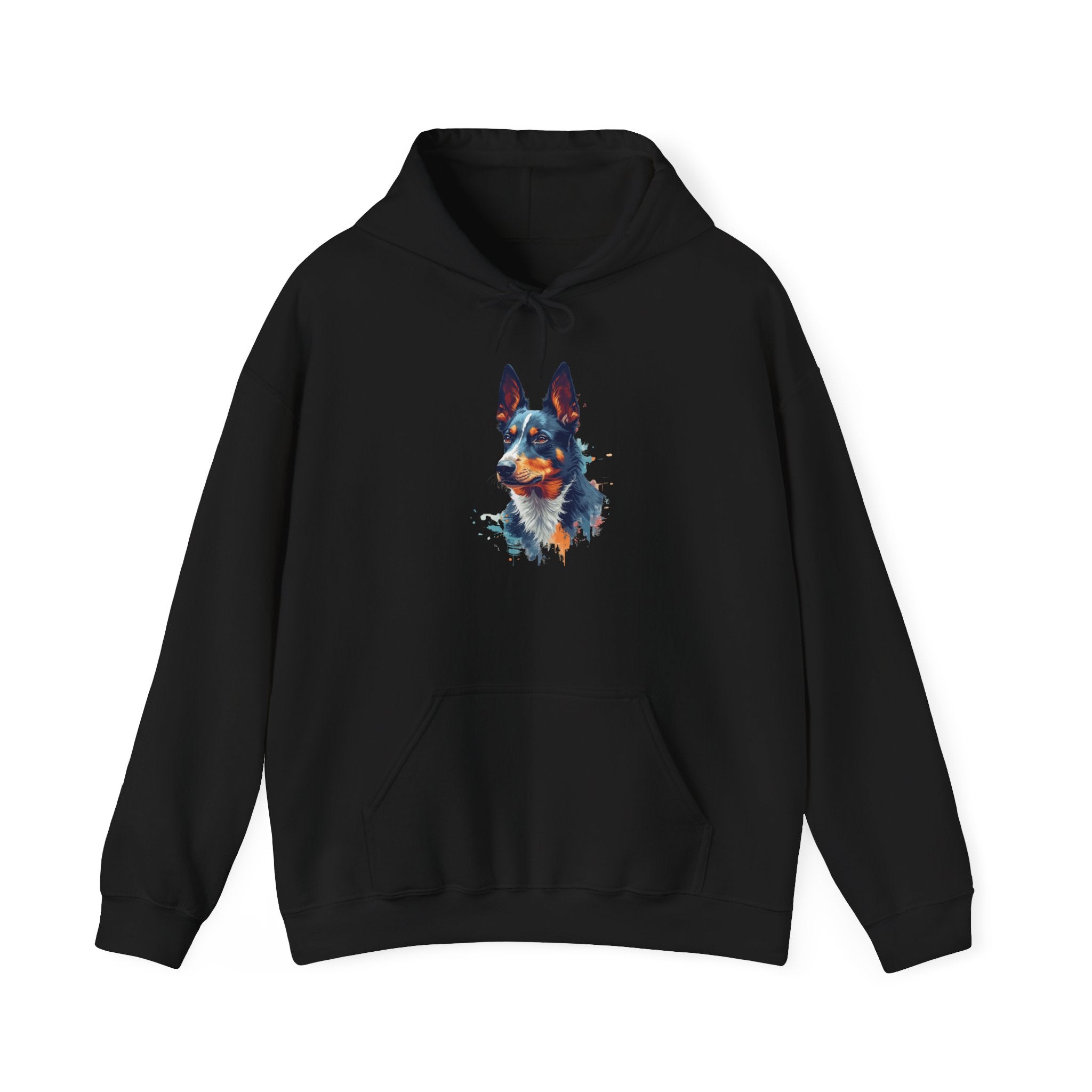 Australian Kelpie Watercolor Hoodie — Artistic Dog Portrait Pullover