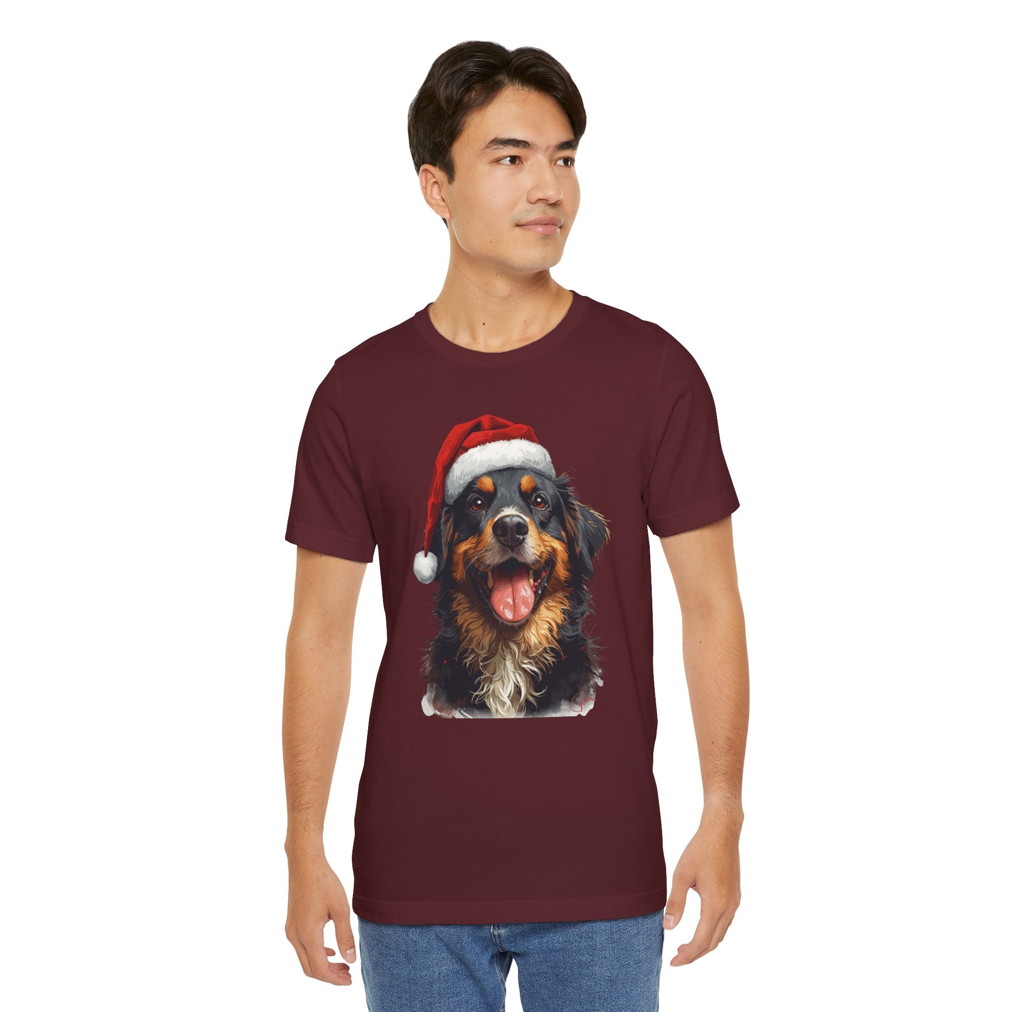 Christmas Bernese Mountain Dog T-Shirt — Santa Hat Holiday Tee