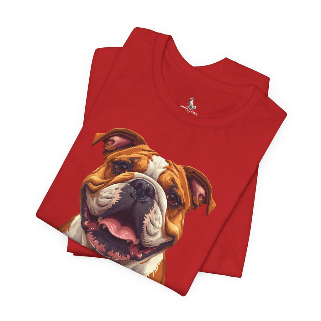 Bulldog Portrait T-Shirt — Smiling English Bulldog Graphic Tee