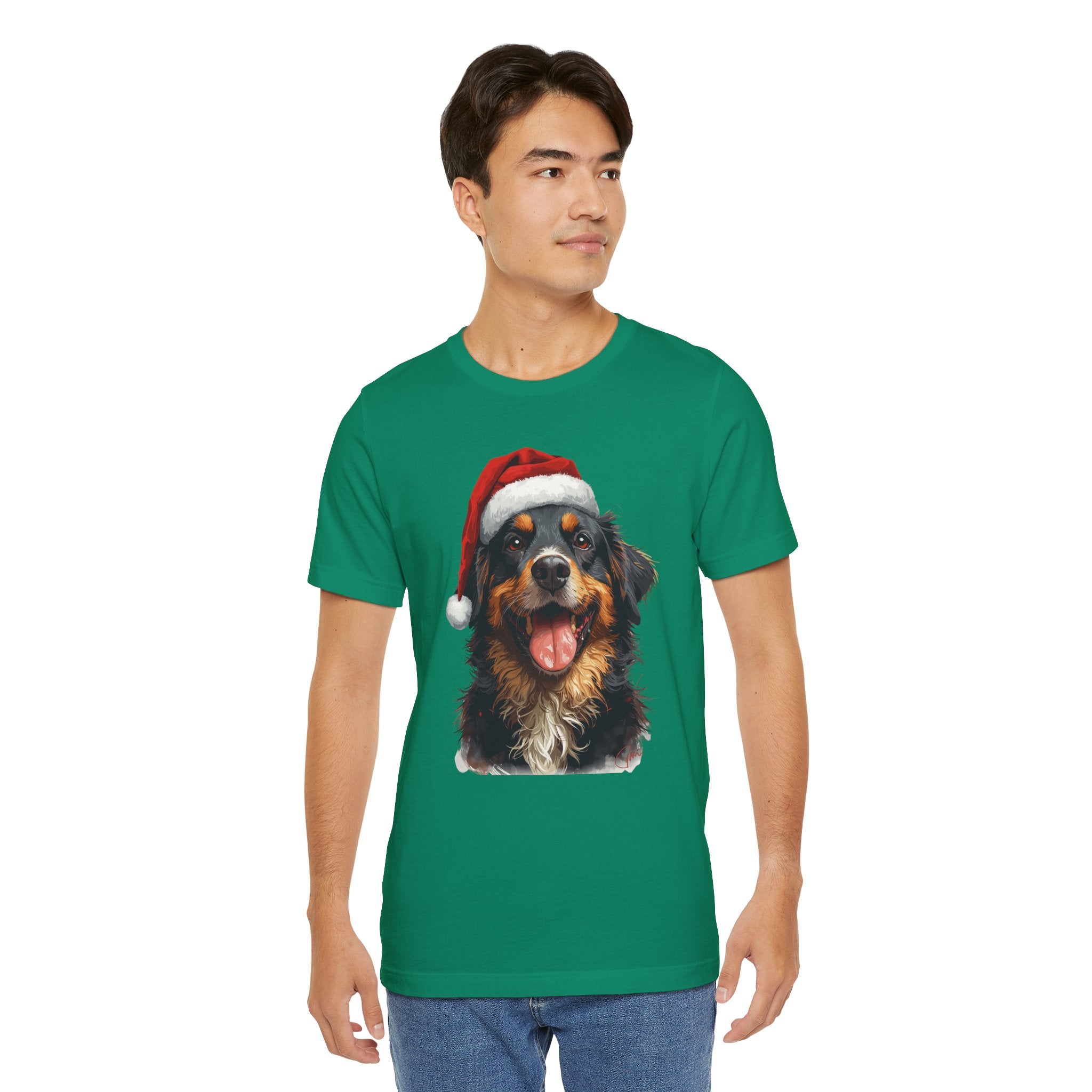 Christmas Bernese Mountain Dog T-Shirt — Santa Hat Holiday Tee