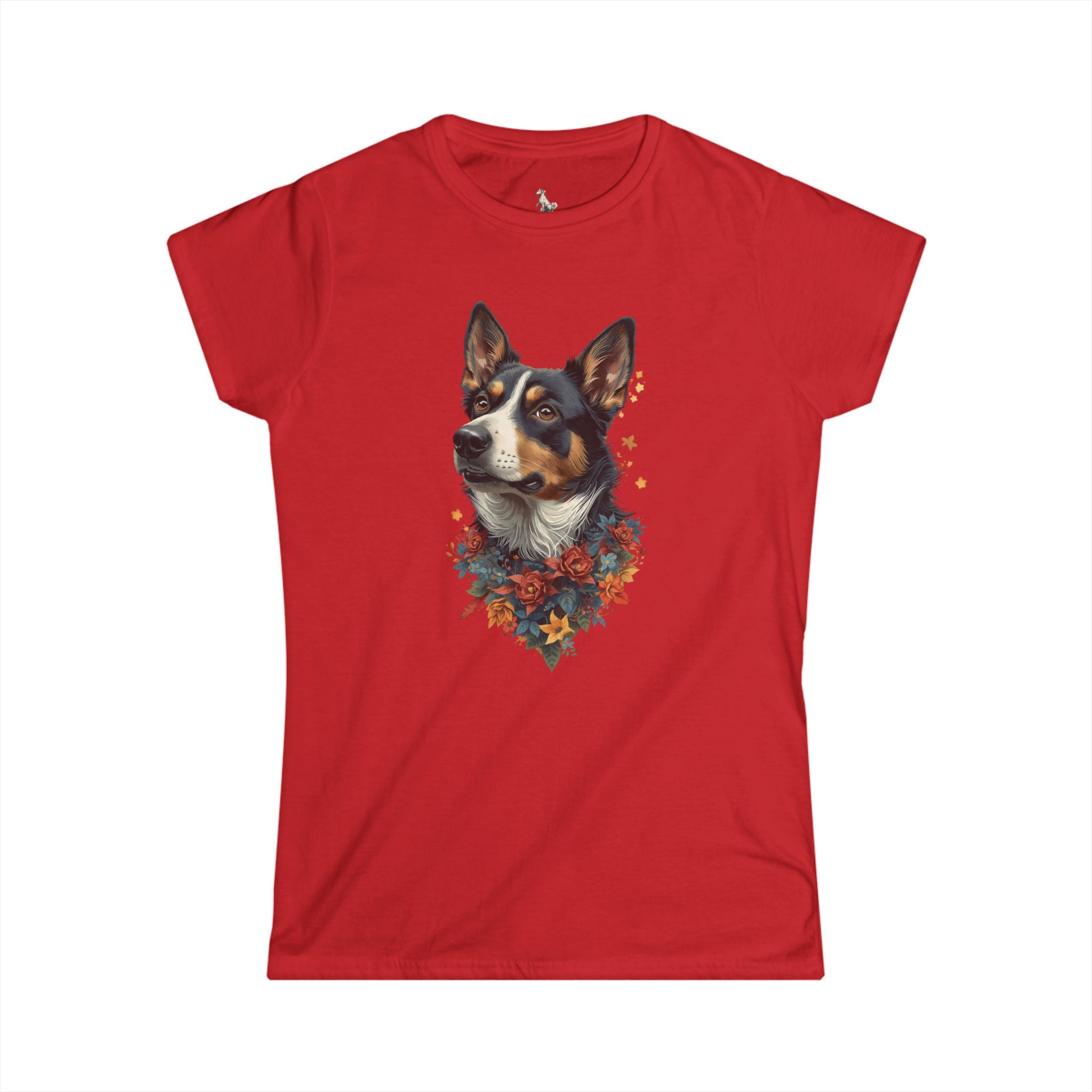 Australian Cattle Dog Floral Portrait Tee — DogLover T-Shirt Womens