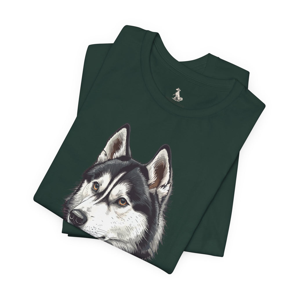 Husky Portrait T-Shirt — Realistic Siberian Husky Dog Tee
