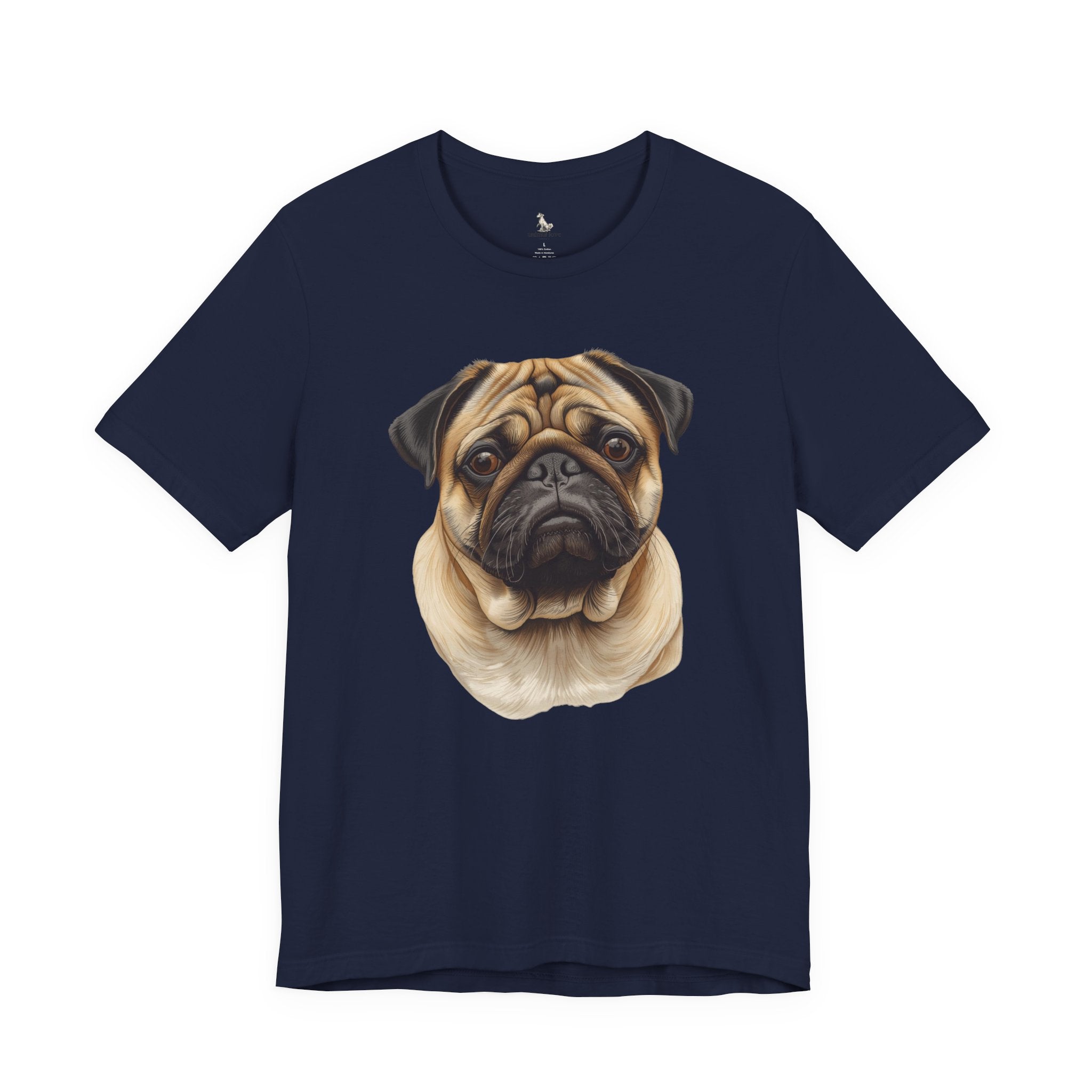 Pug Portrait T-Shirt - Realistic Dog Face Tee for Pug Lovers