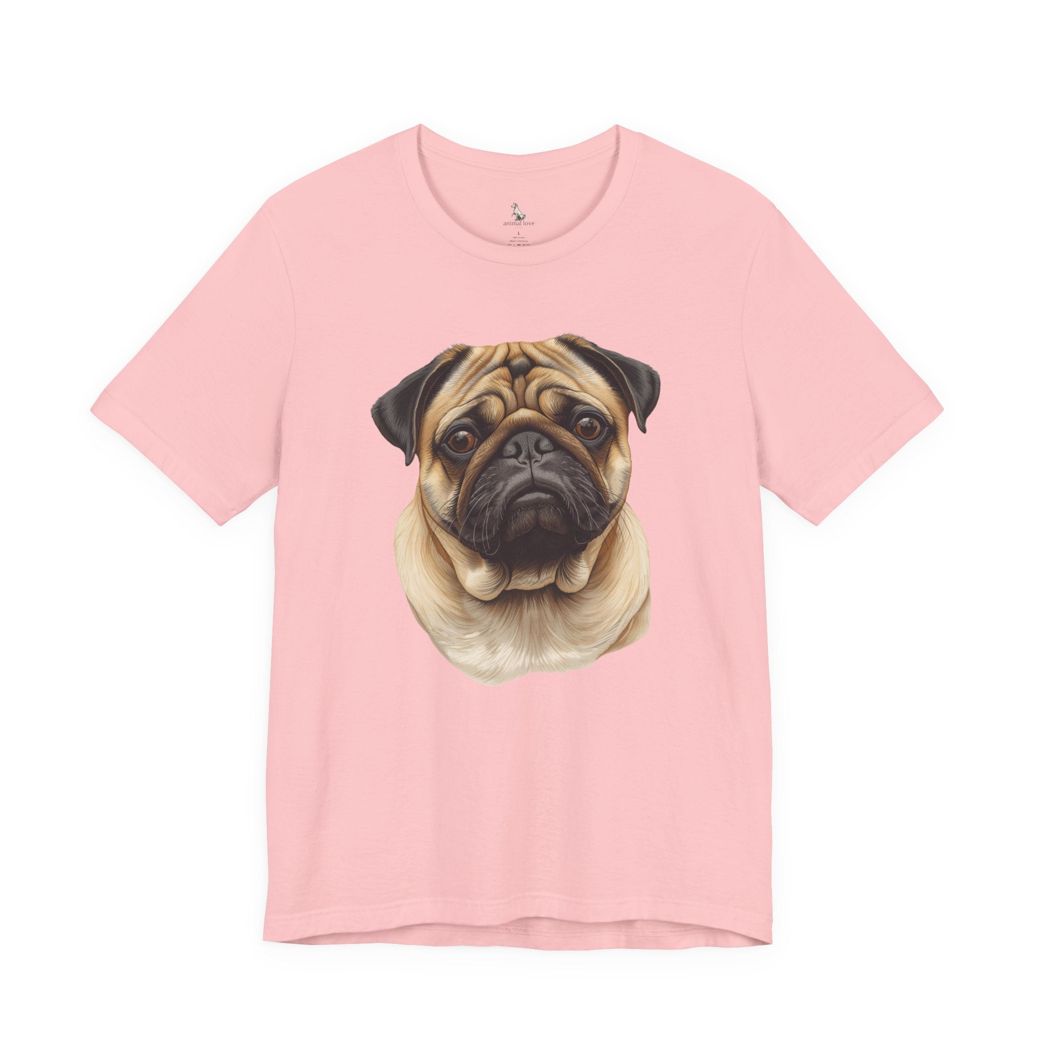Pug Portrait T-Shirt - Realistic Dog Face Tee for Pug Lovers