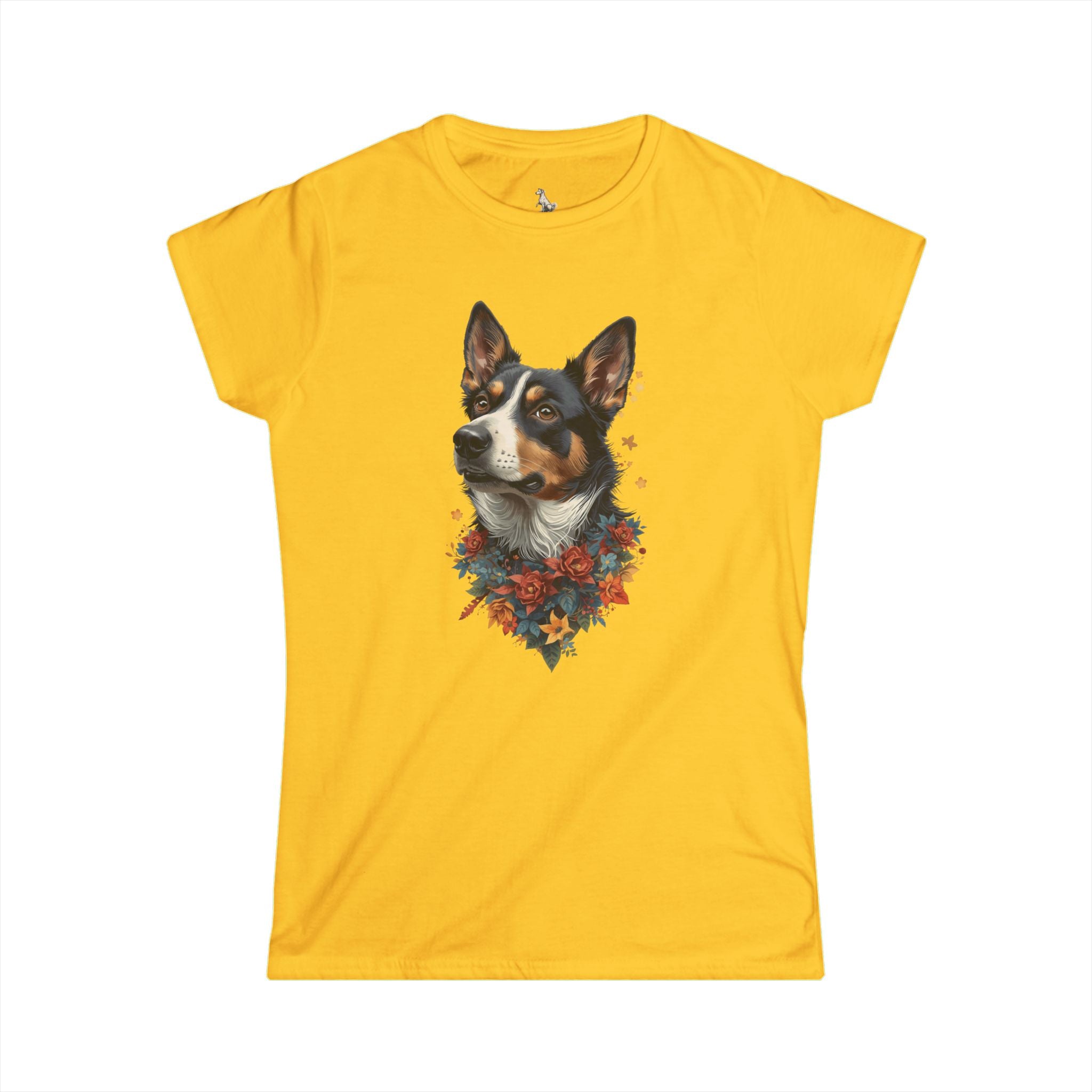 Australian Cattle Dog Floral Portrait Tee — DogLover T-Shirt Womens