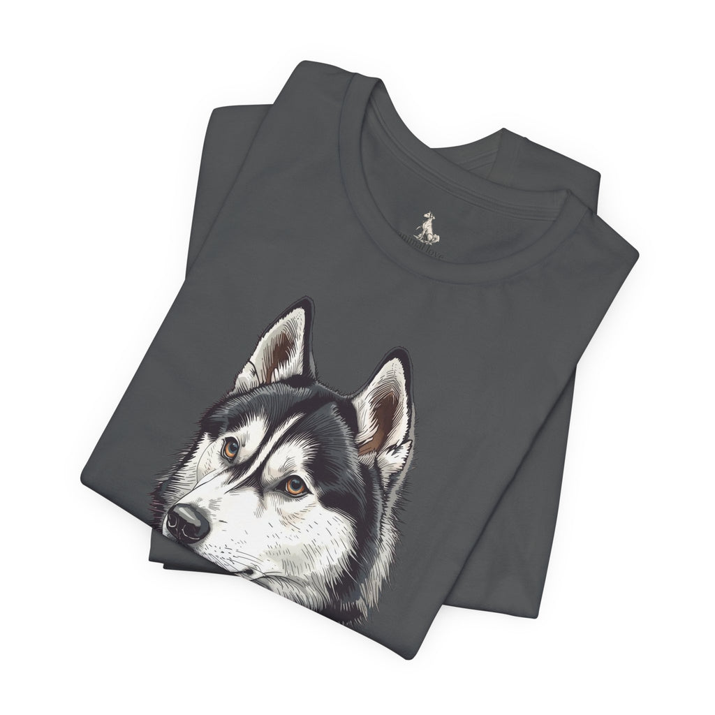 Husky Portrait T-Shirt — Realistic Siberian Husky Dog Tee