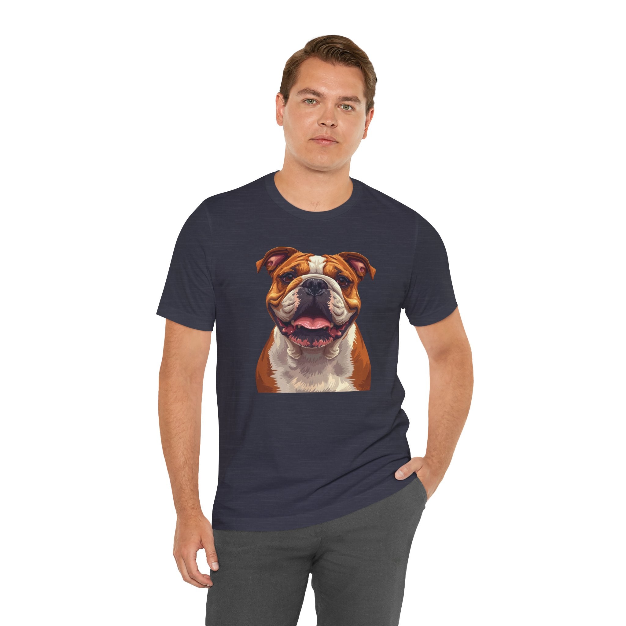 Bulldog Portrait T-Shirt — Smiling English Bulldog Graphic Tee