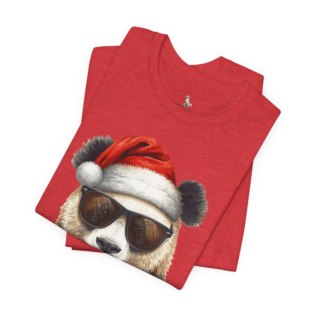 Panda With Santa Hat T-Shirt – Cool Sunglasses Holiday Tee