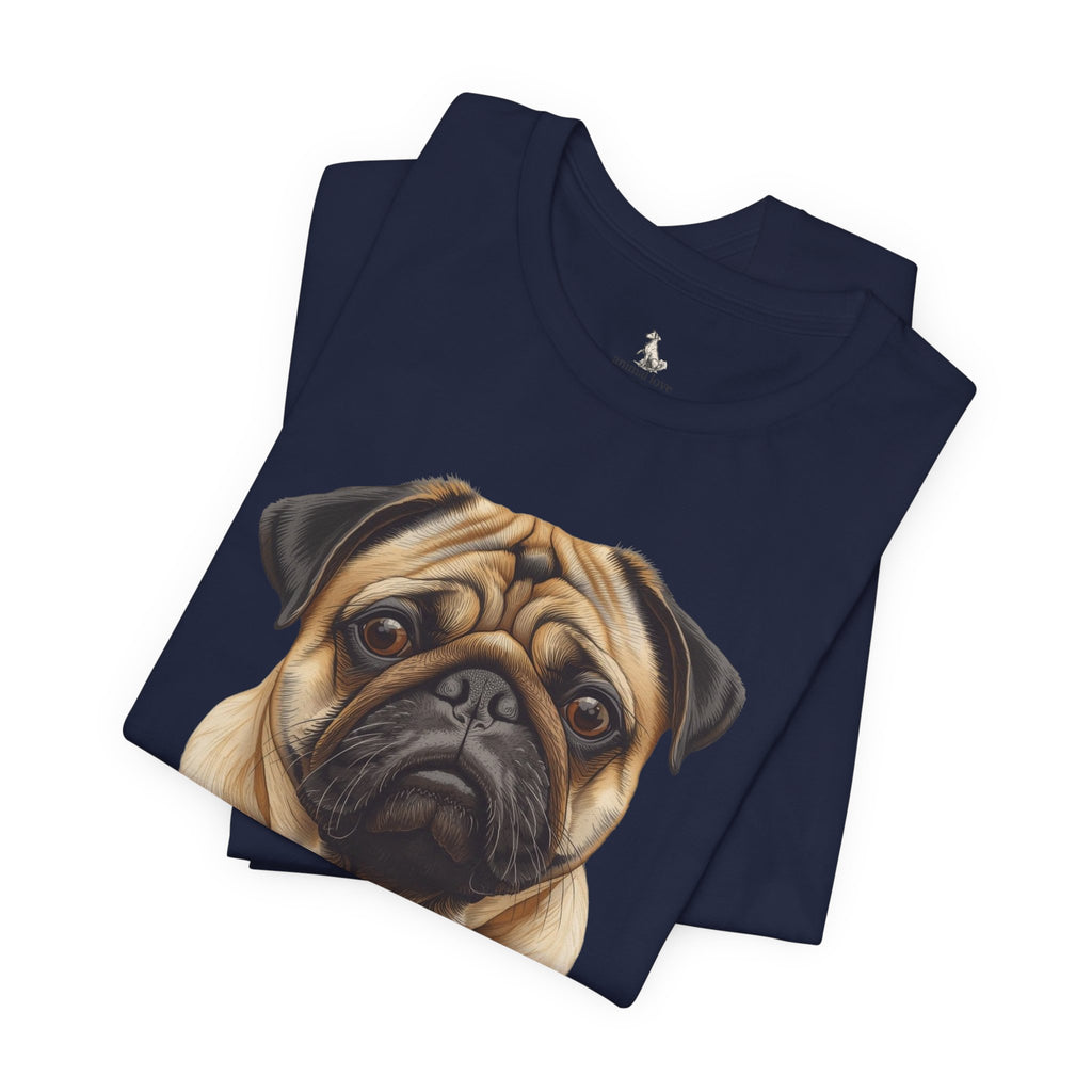Pug Portrait T-Shirt - Realistic Dog Face Tee for Pug Lovers